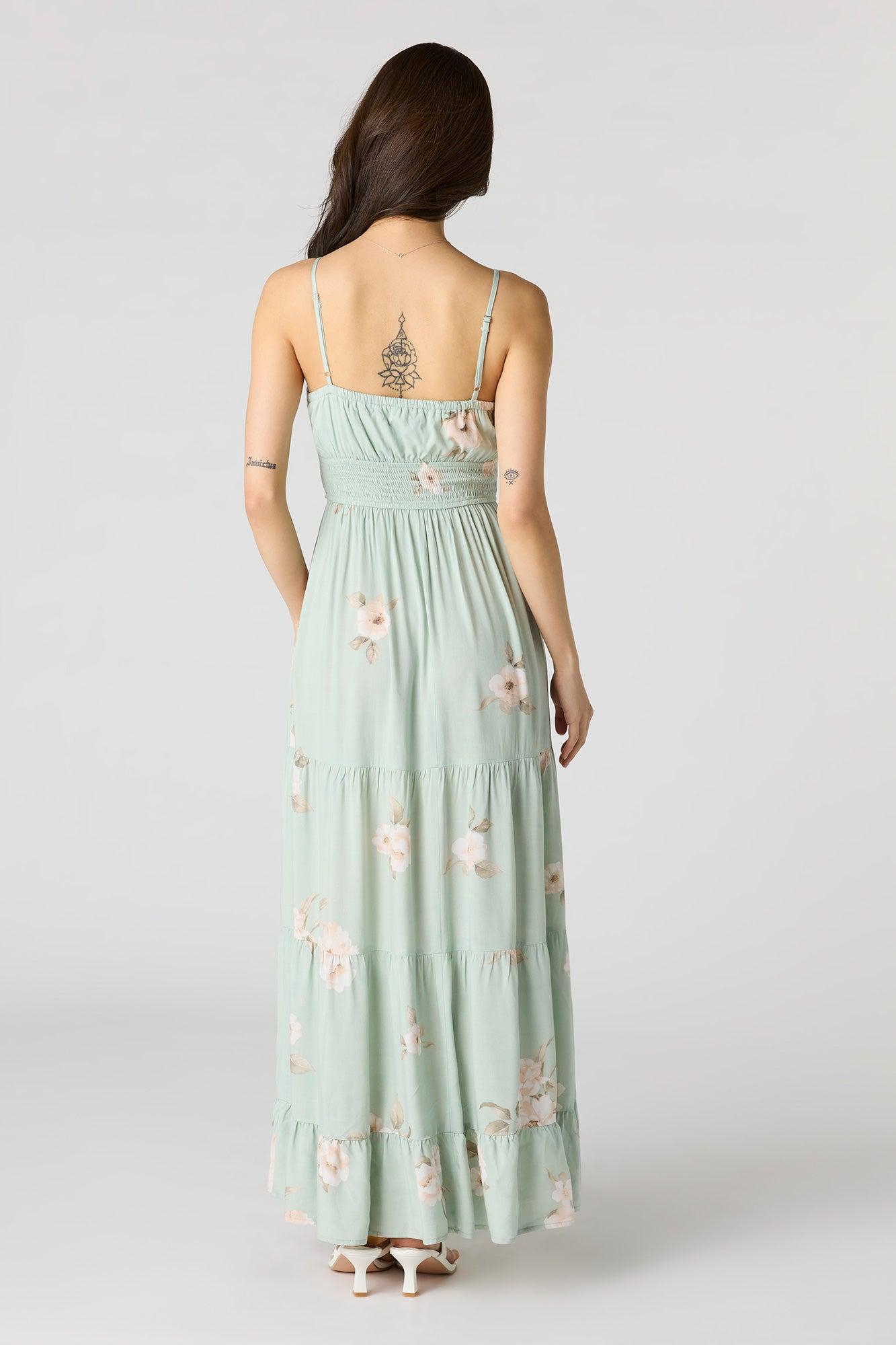 Floral Bow Front Tiered Maxi Dress Female Product Image