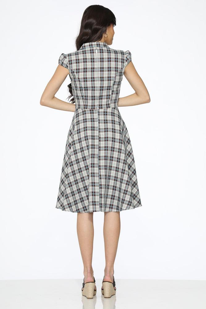 Brown & Blue Plaid Swing Dress Product Image