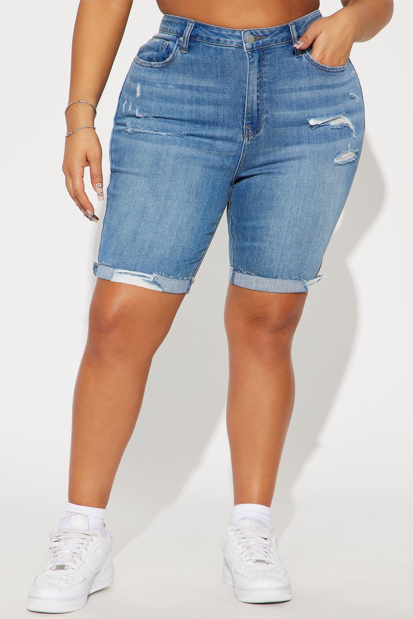 Almost There Stretch Denim Bermuda Shorts - Medium Wash Product Image