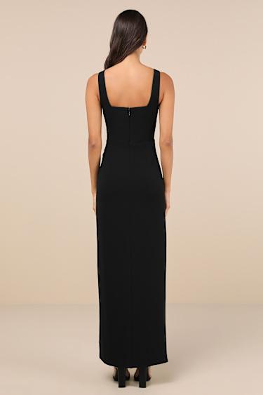 Glamorous Disposition Black Ruched Maxi Dress Product Image