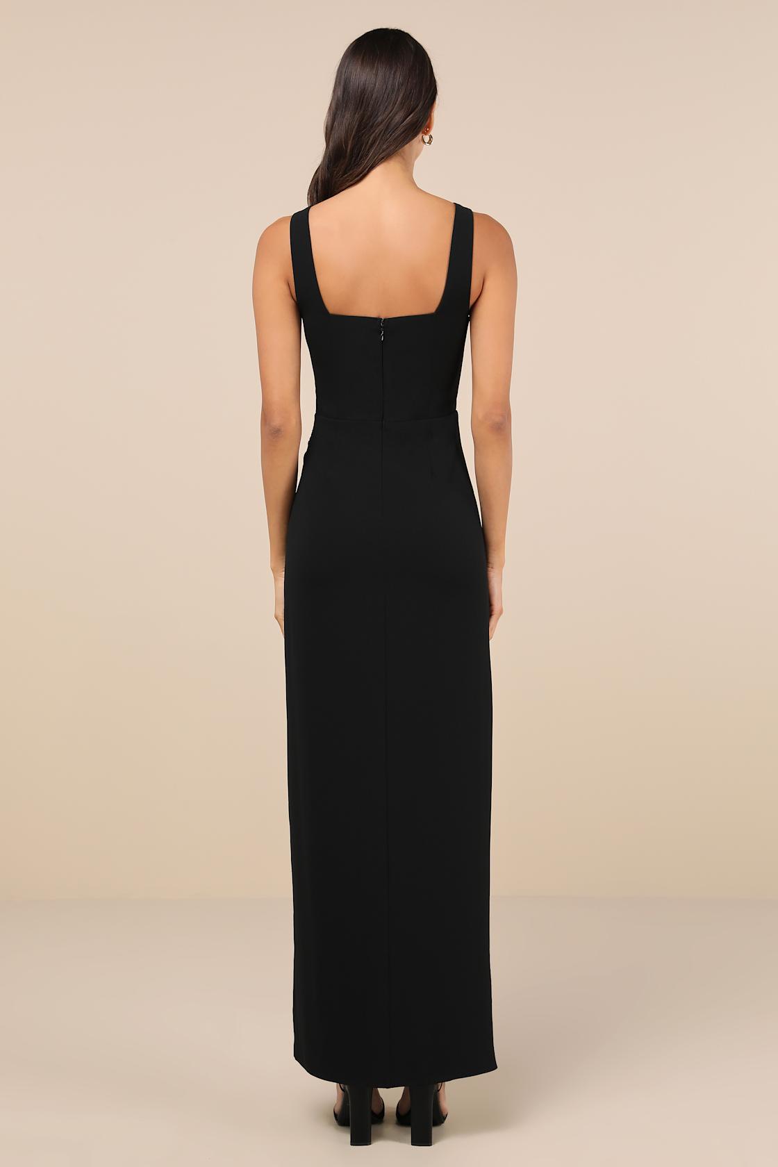 Glamorous Disposition Black Ruched Maxi Dress Product Image