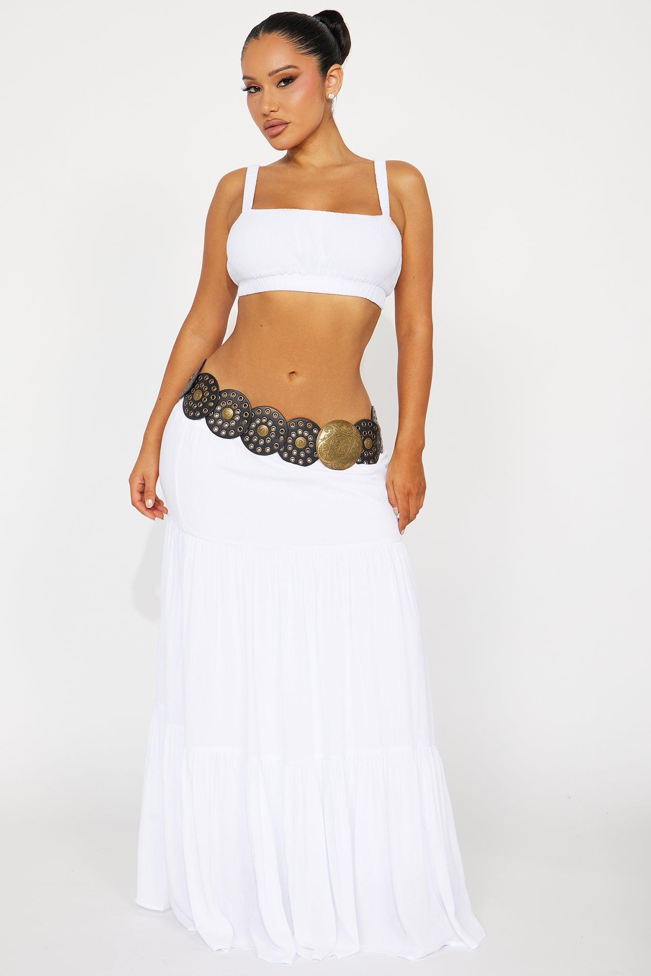 Sunset Stroll Gauze Skirt Set - White Product Image