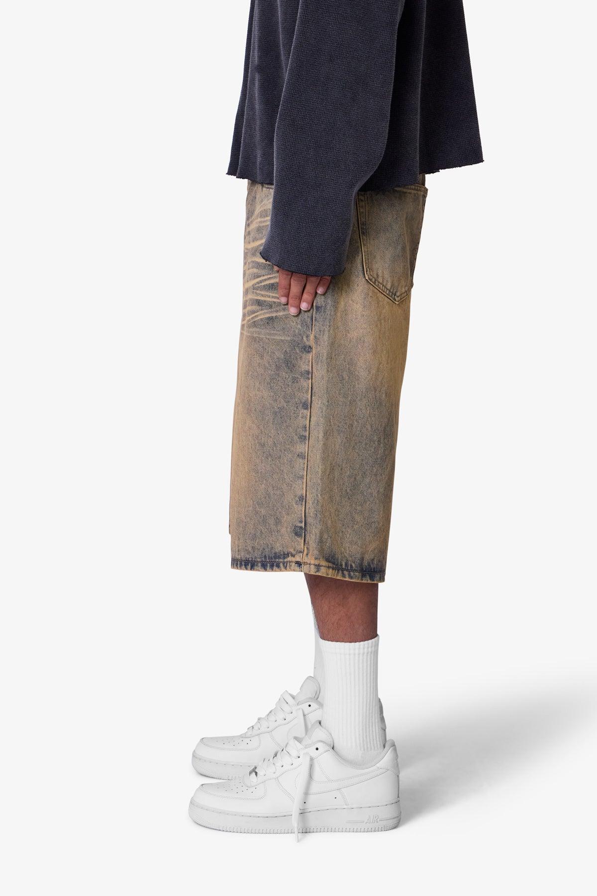 Baggy Dust Stone Denim Shorts - Vintage Blue Product Image