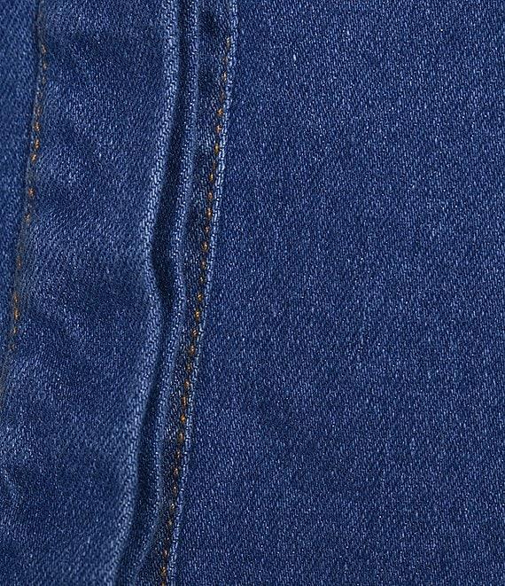 Sugarlips Jamie Stretch Denim Jayla Split Neck Short Puff Sleeves Button Front Coordinating Shirt Product Image