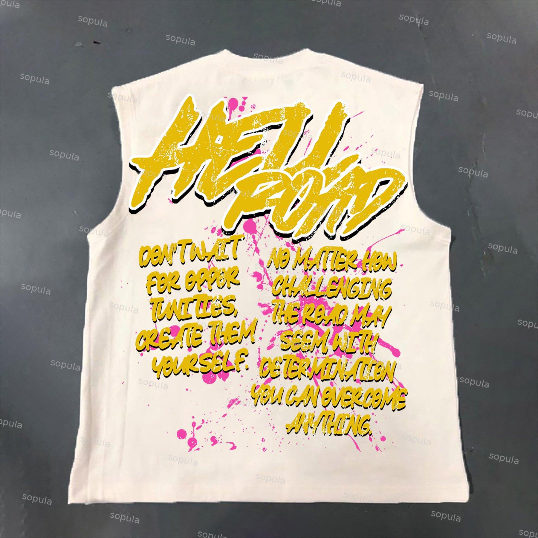 Hell Road Retro Personality Portrait Graphics Print Cotton Tank Top Product Image