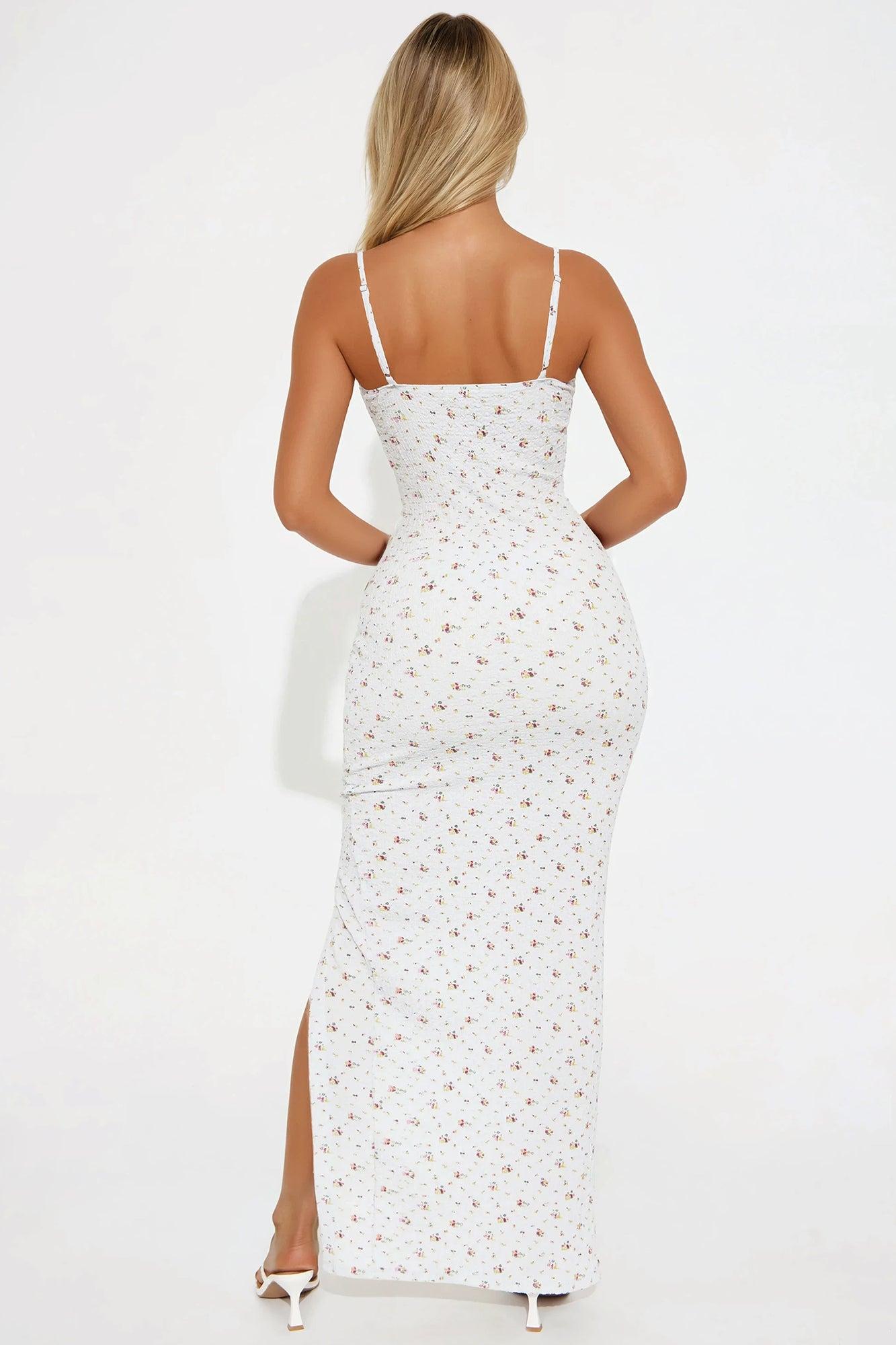 So Cute Floral Maxi Dress - Light Blue Product Image