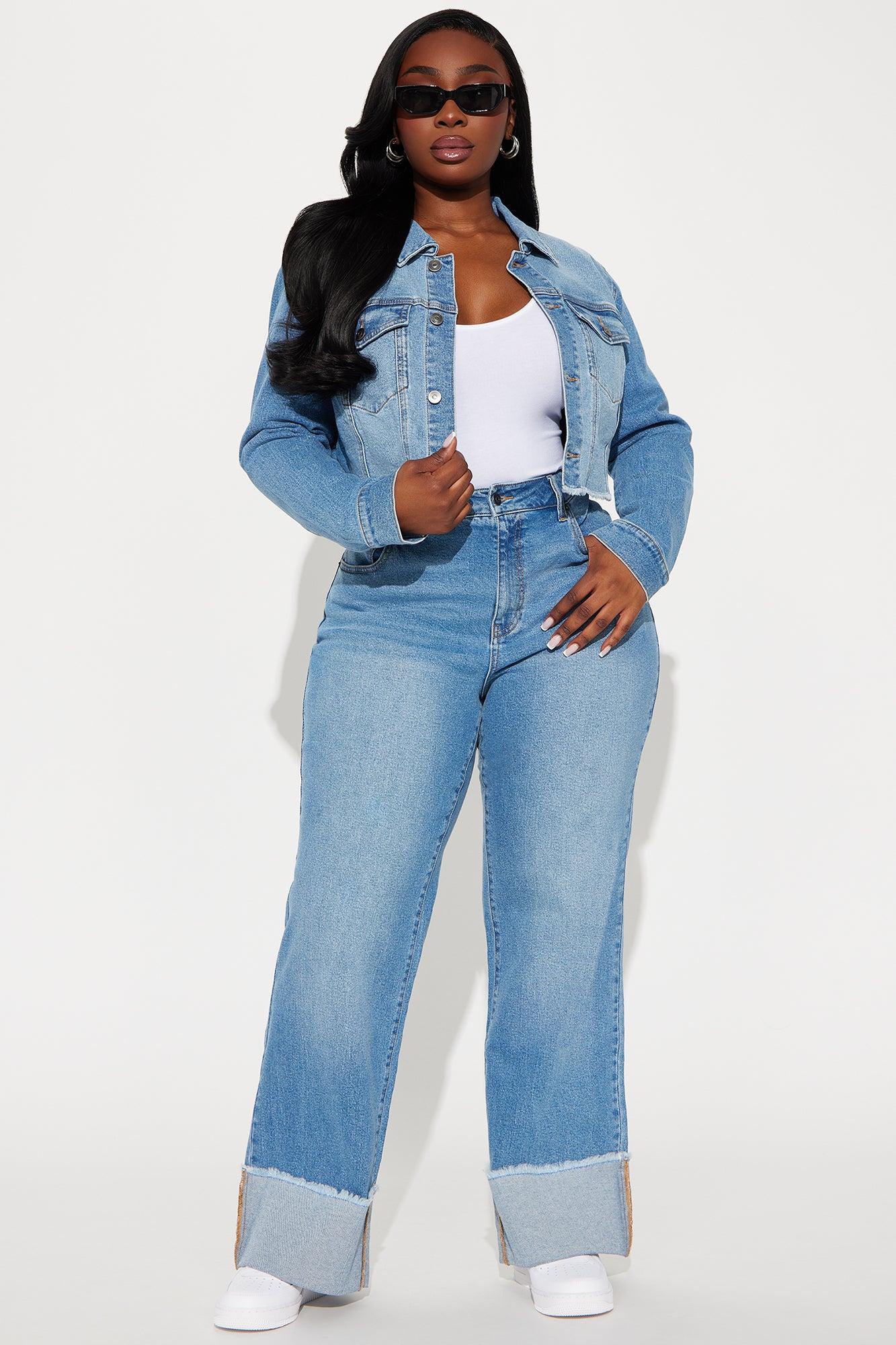 All The While Cuffed Wide Leg Jeans - Light Wash Product Image