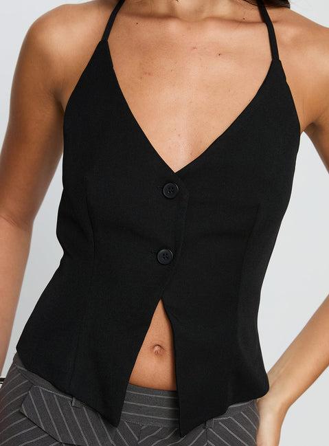 No Sleep Halter Top Black Product Image