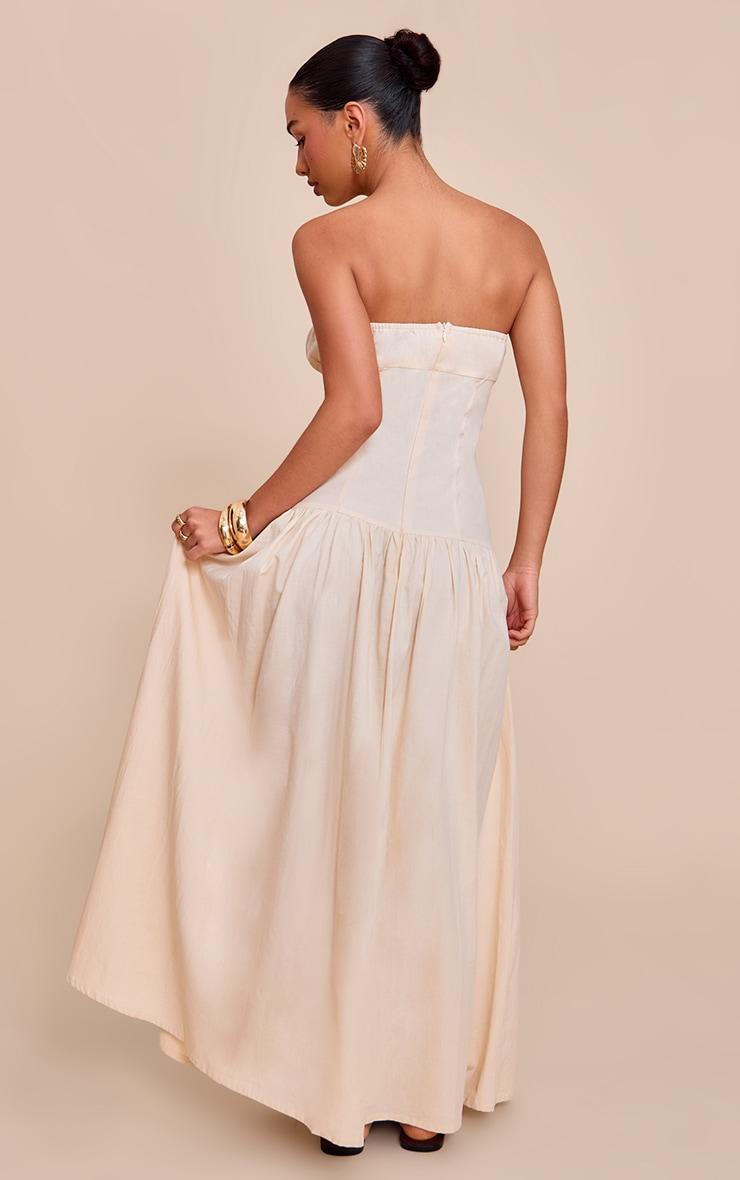 Sand Bandeau Bust Seam Detail Maxi Dress Product Image