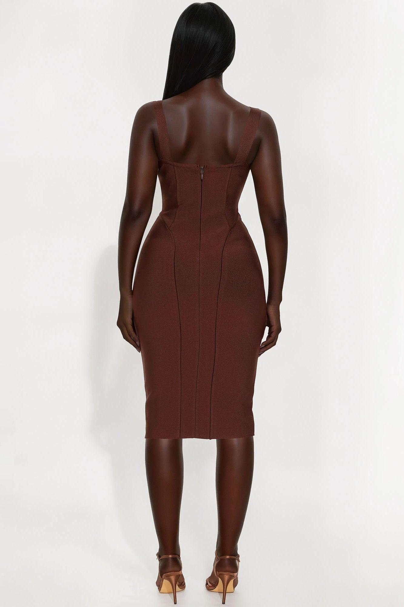 Cierra Bandage Midi Dress - Chocolate Product Image