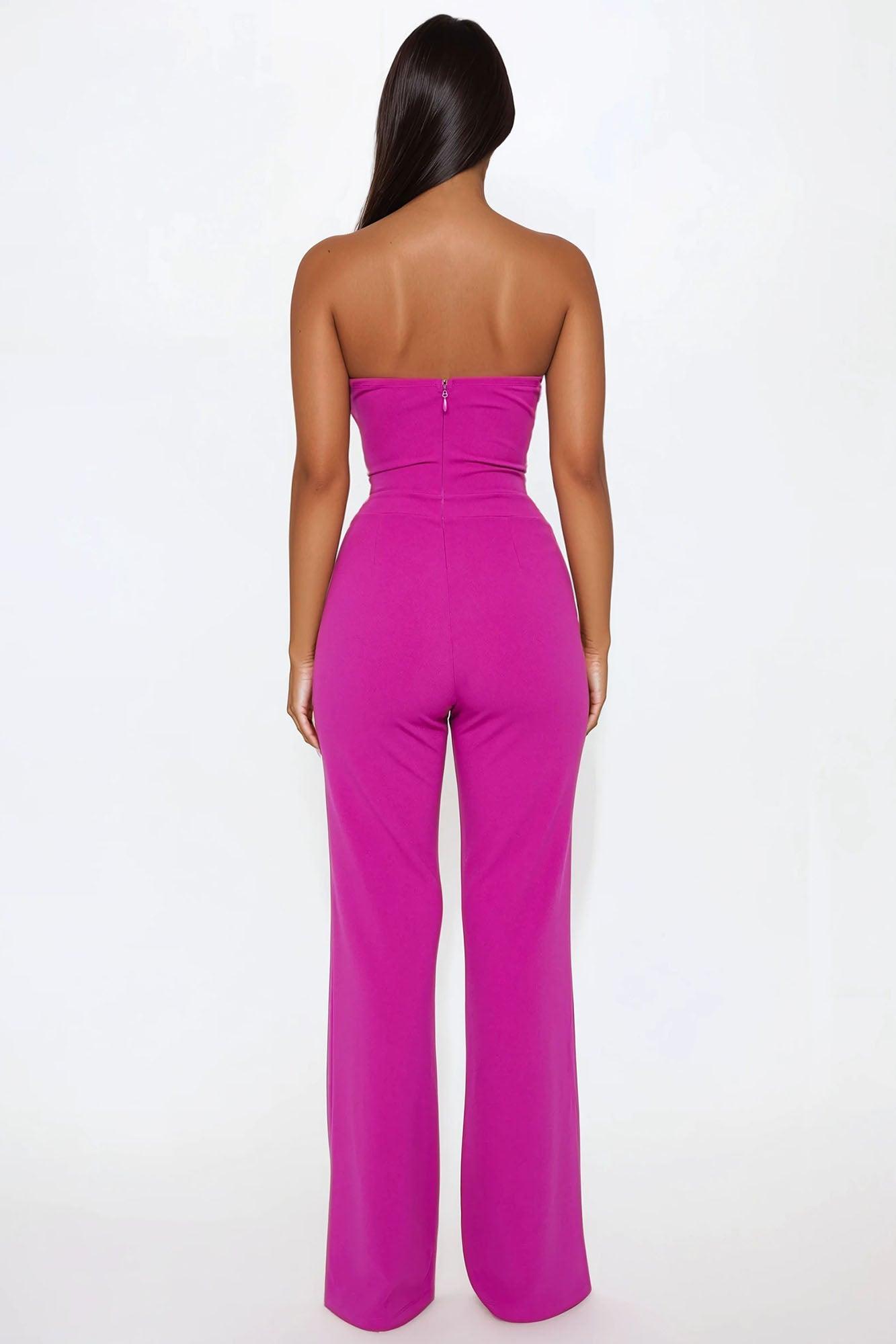 Amber Strapless Jumpsuit - Magenta Product Image