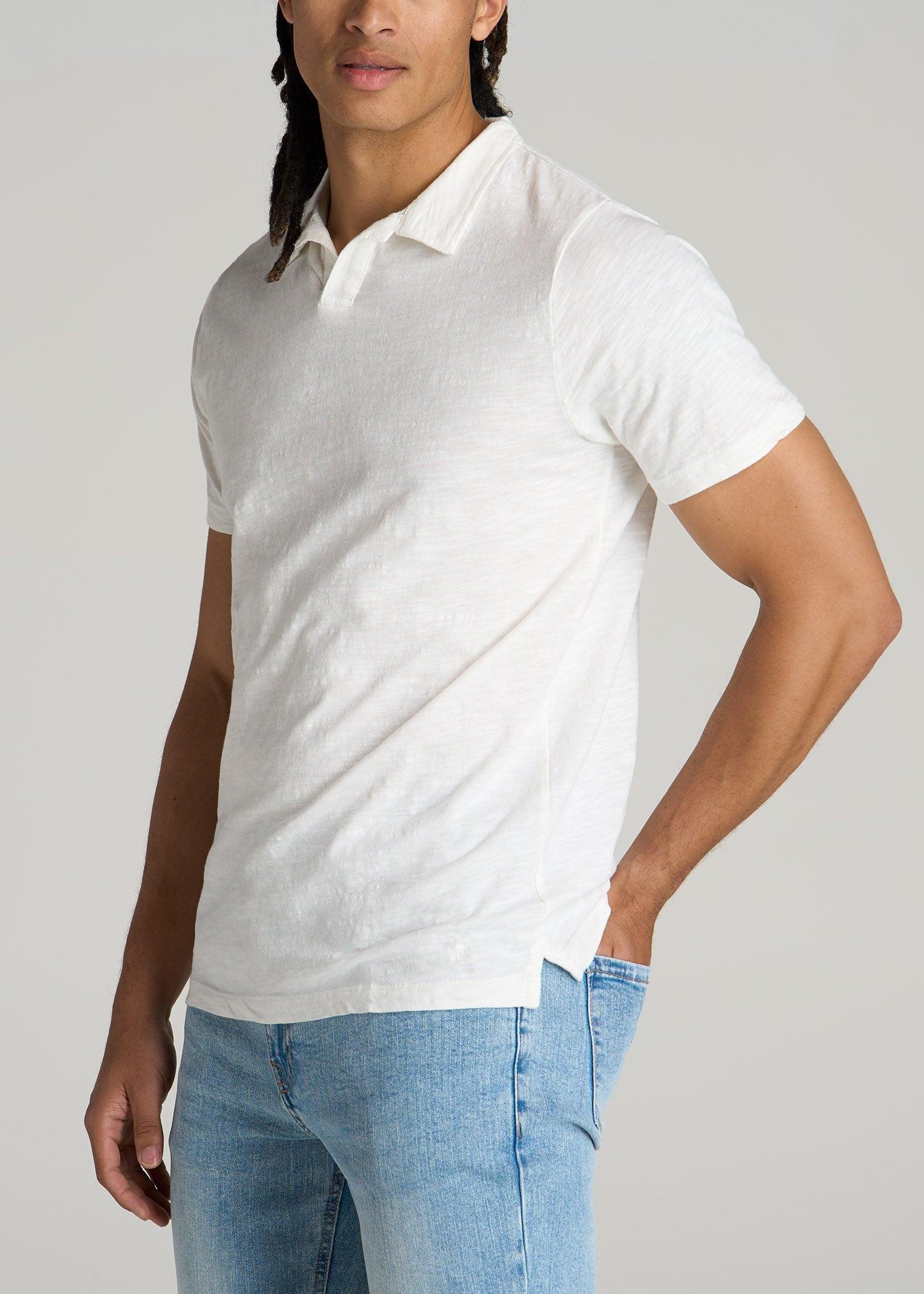 Slub Polo Shirt for Tall Men in Ecru Male Product Image