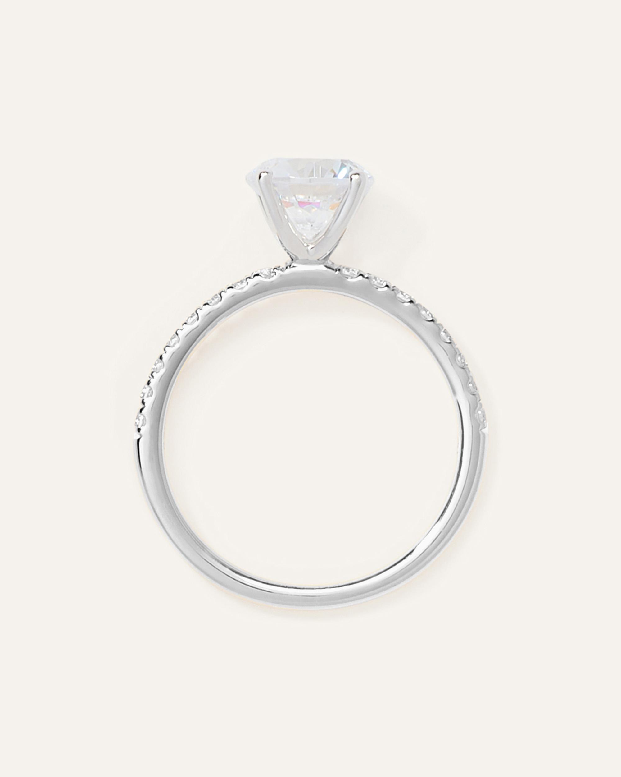 Quince | Women's Lab Grown Diamond Round Petite Pave Engagement Ring Product Image