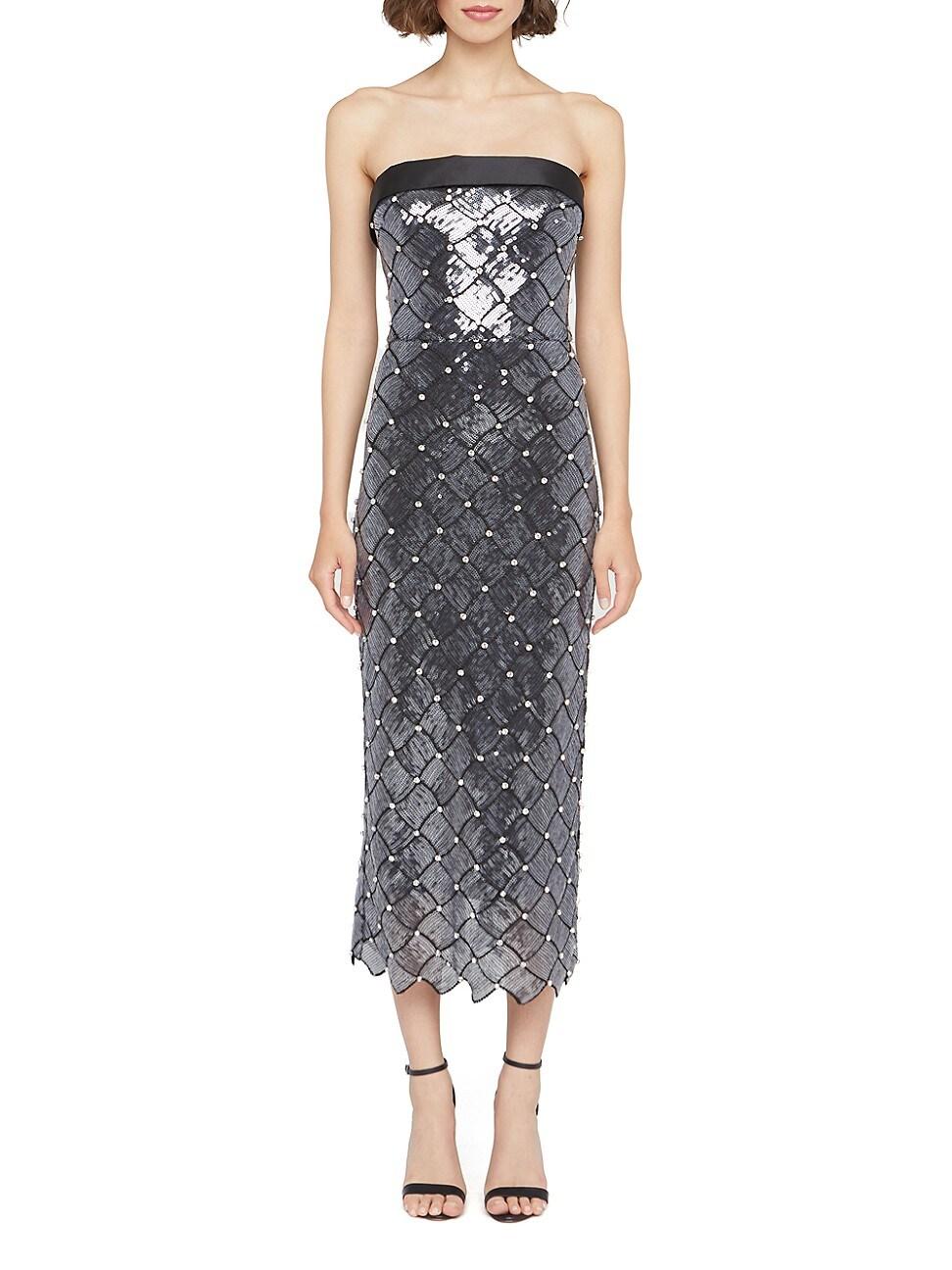 Womens Jewel Sequin-Embellished Strapless Cocktail Dress Product Image
