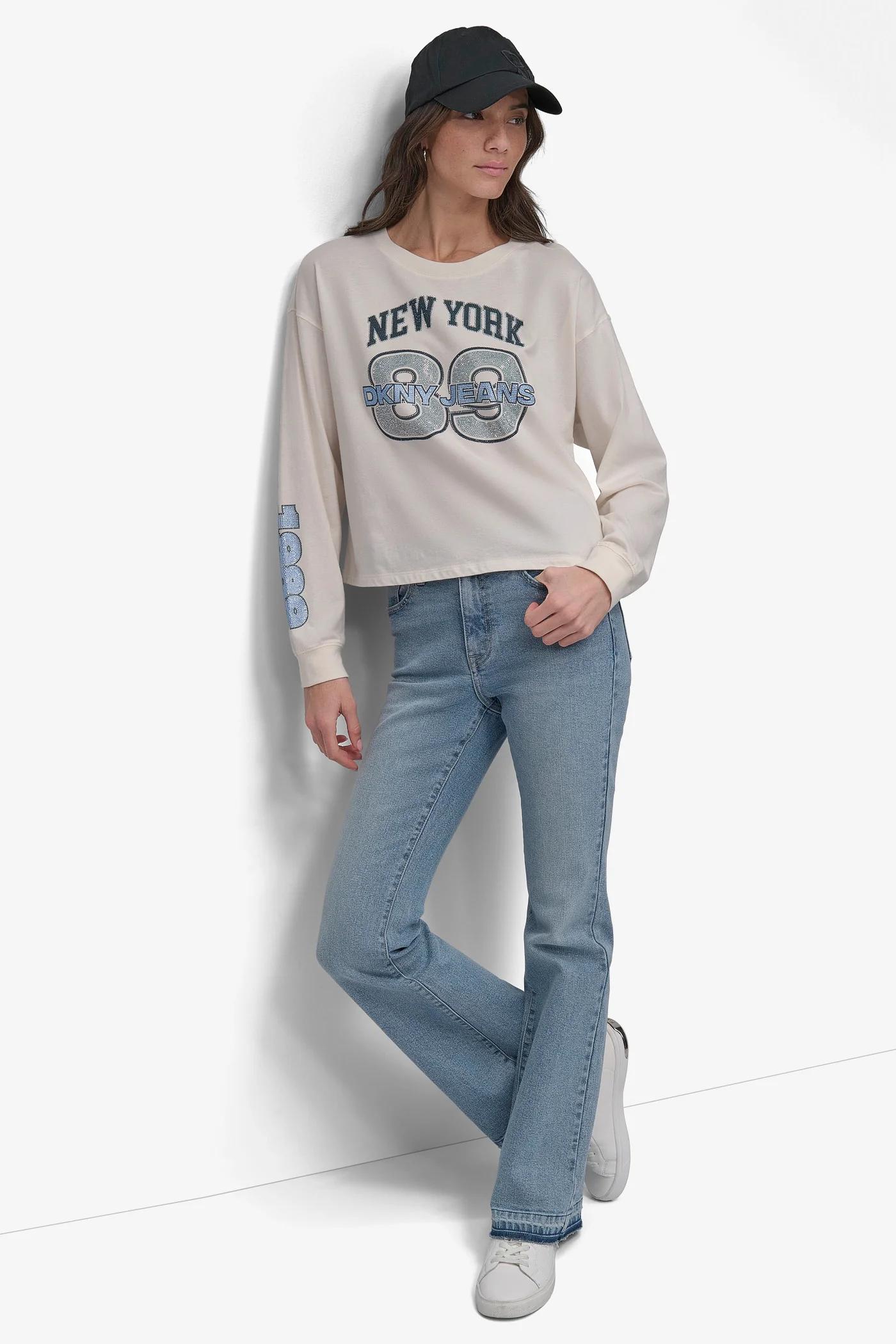 89 MULTI COLOR RHINESTONE LOGO LONG SLEEVE TEE Product Image