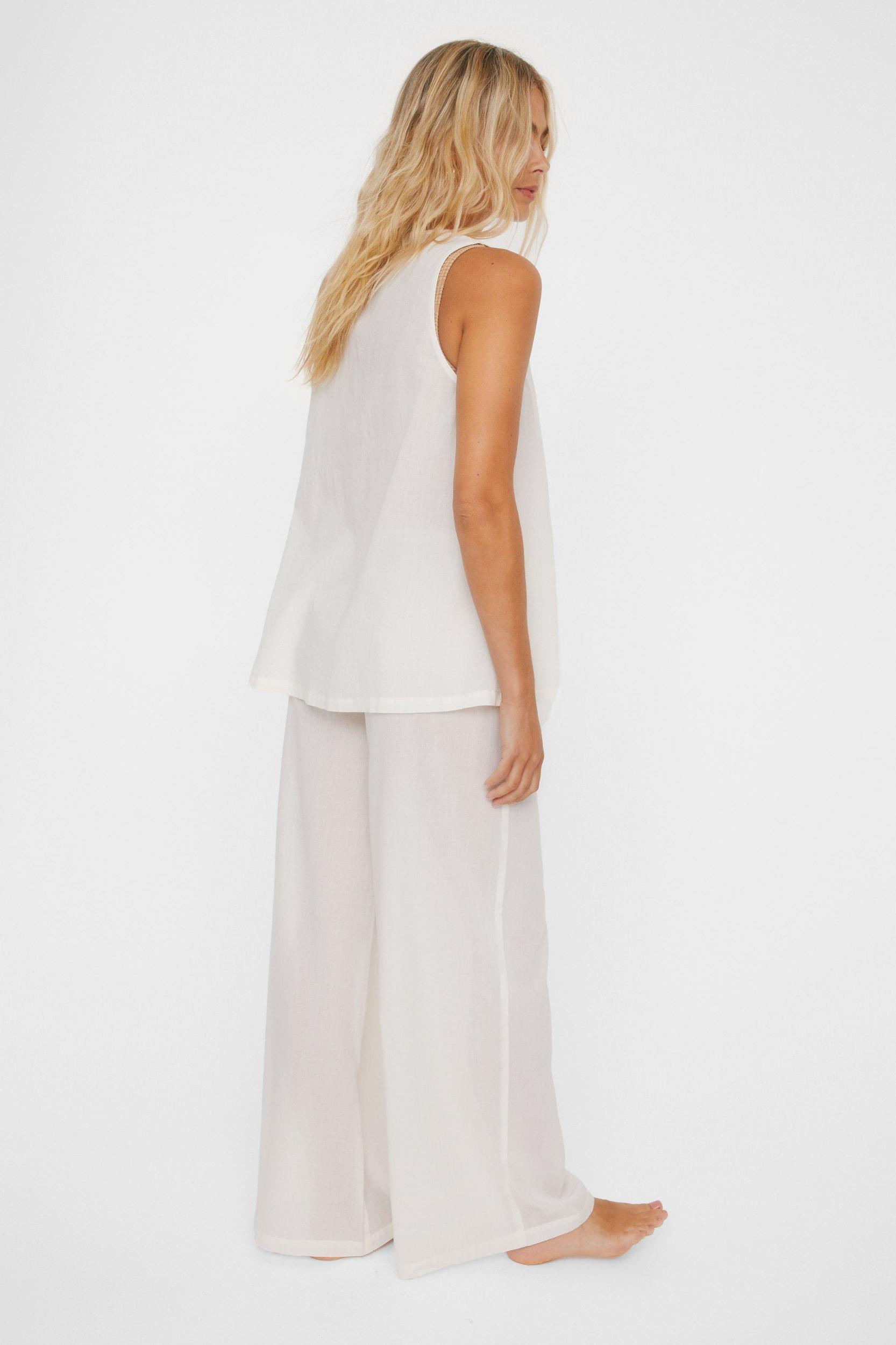 Cotton Tie Front Waistcoat And Pants Beach Set Product Image