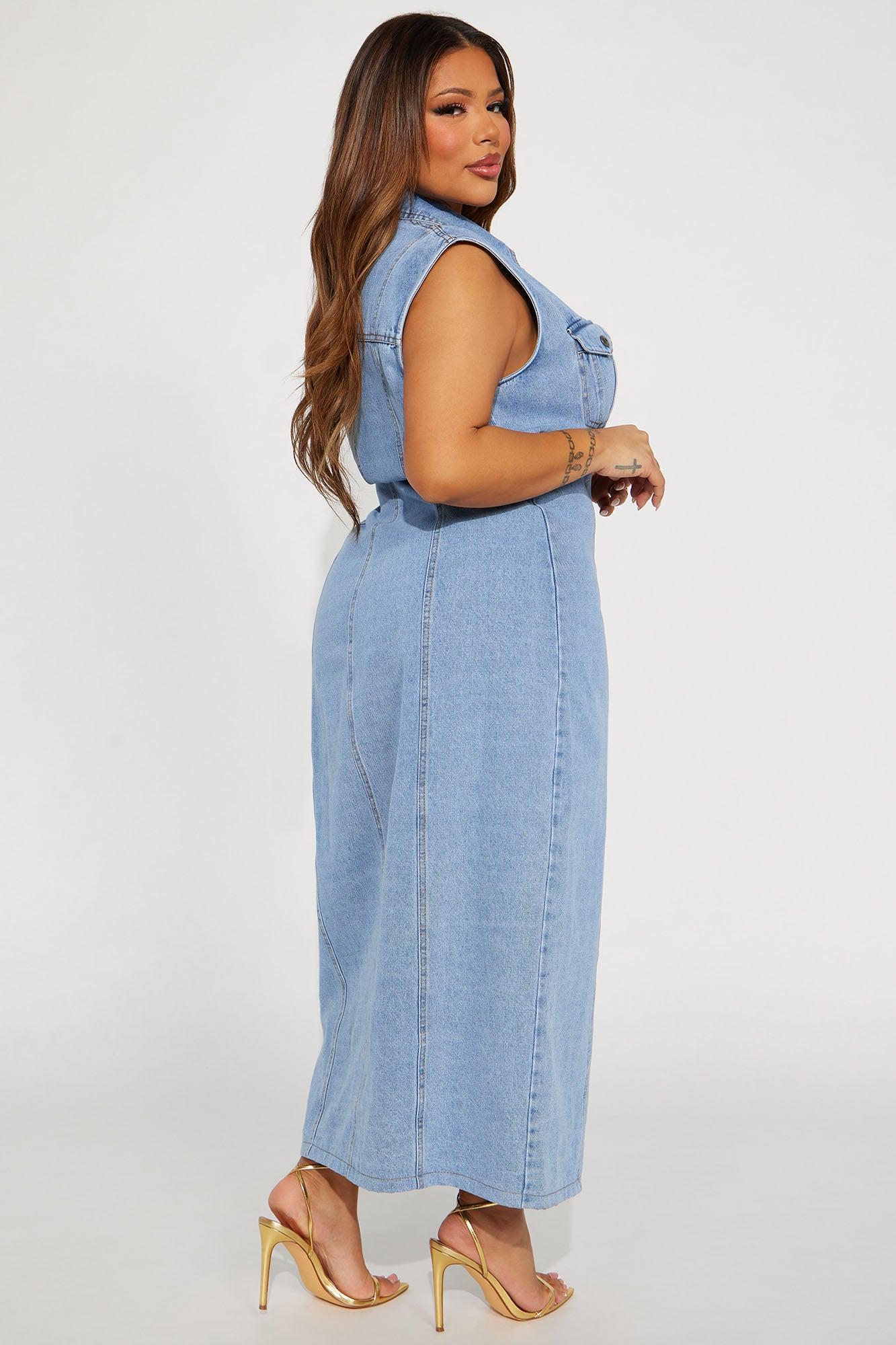 Tallahassee Denim Maxi Dress - Medium Wash Product Image