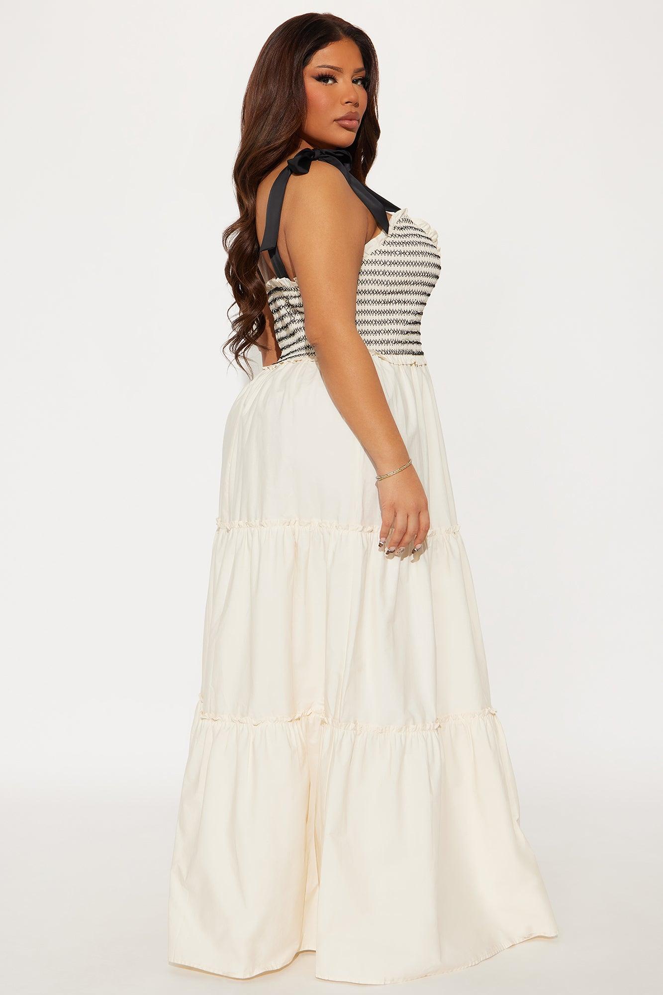 Marissa Poplin Maxi Dress - Cream/combo Product Image