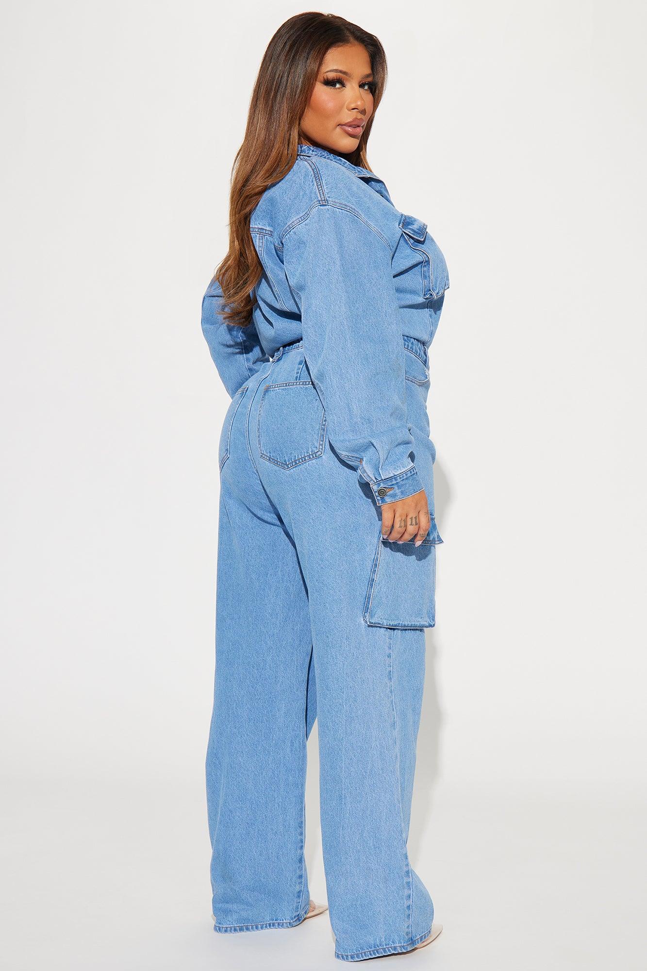 Step Back Denim Jumpsuit  - Light Wash Product Image