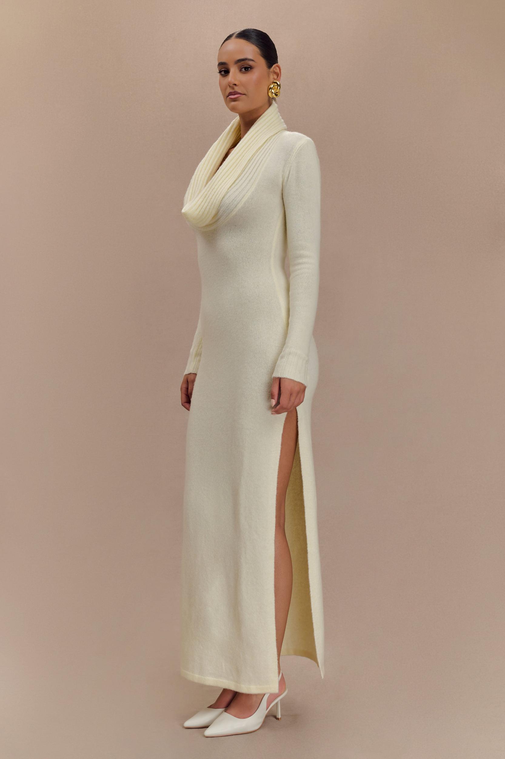 Alessandra Reversible Knit Maxi Dress - Ivory Marle Product Image