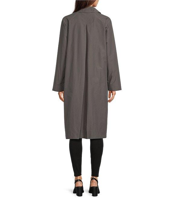 Eileen Fisher Petite Size Organic Cotton Blend Classic Collar Long Raglan Sleeve Coat Product Image