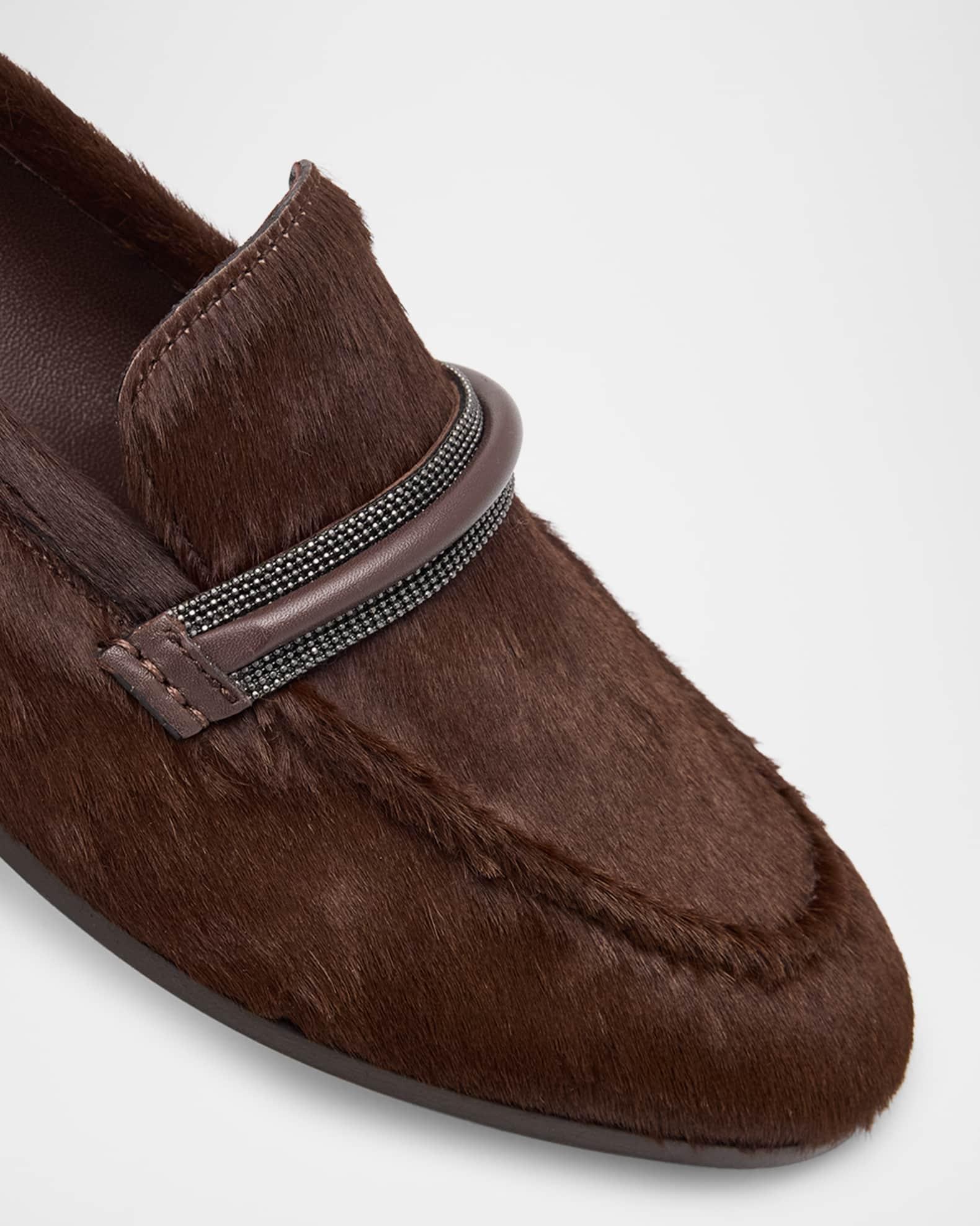 Calf Hair Loafers with Monili Bar Strap Product Image