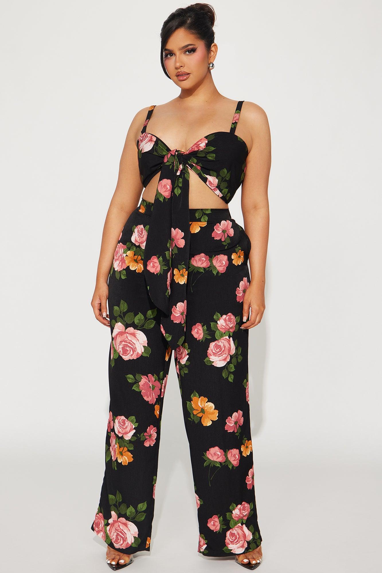 Monroe Floral Pant Set - Black/combo Product Image