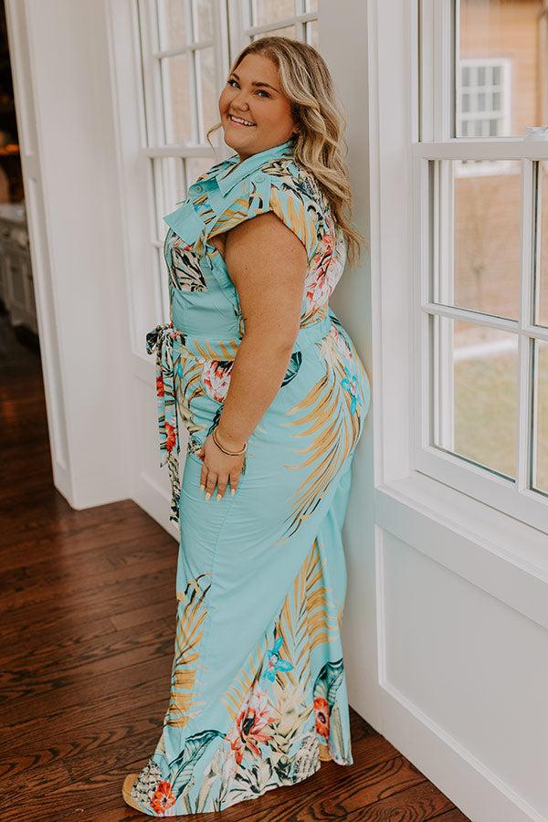 Tropical Tour Jumpsuit in Aqua Curves Product Image