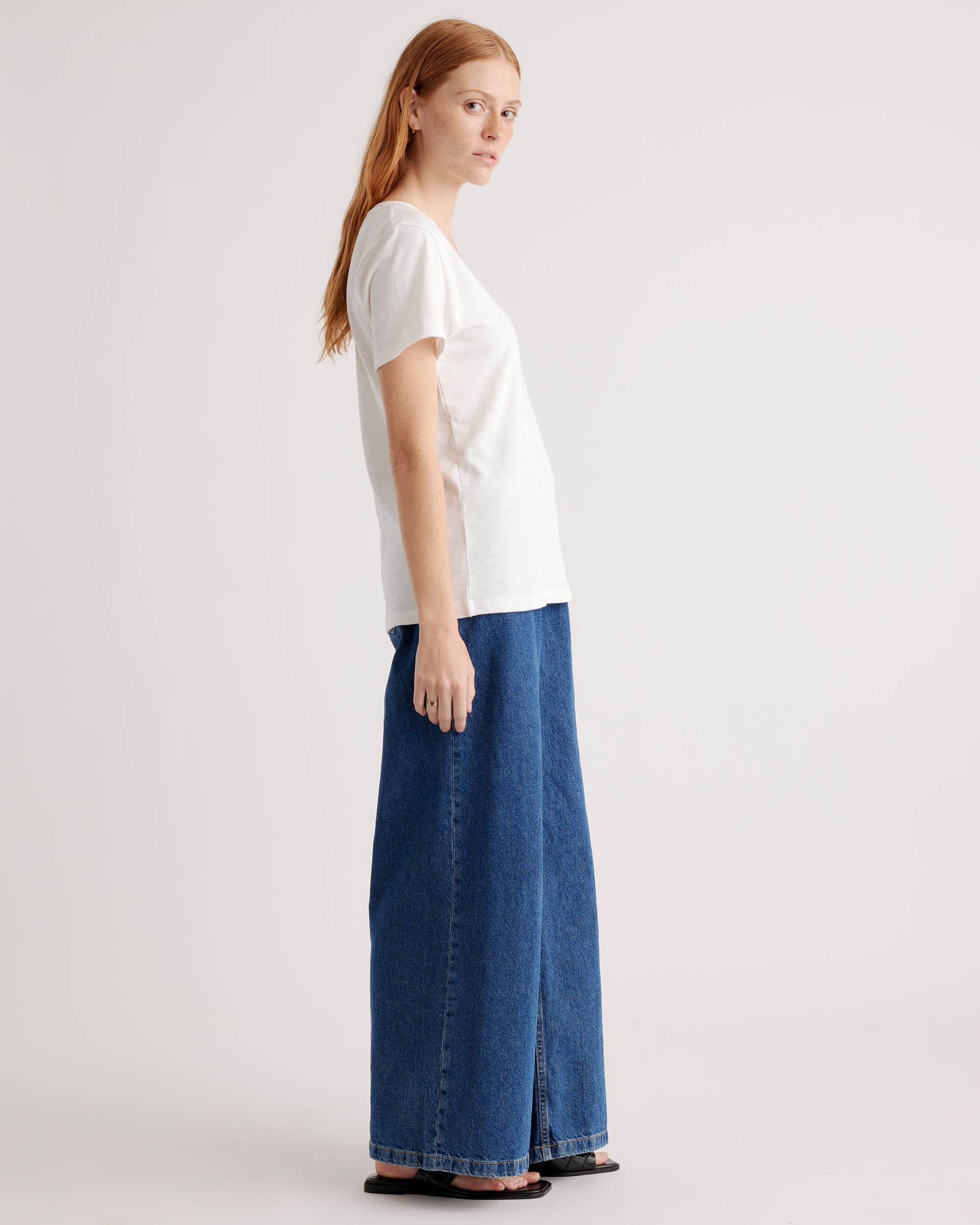 Quince | Women's Slub V-Neck T-Shirt Size XS, Organic Cotton Product Image