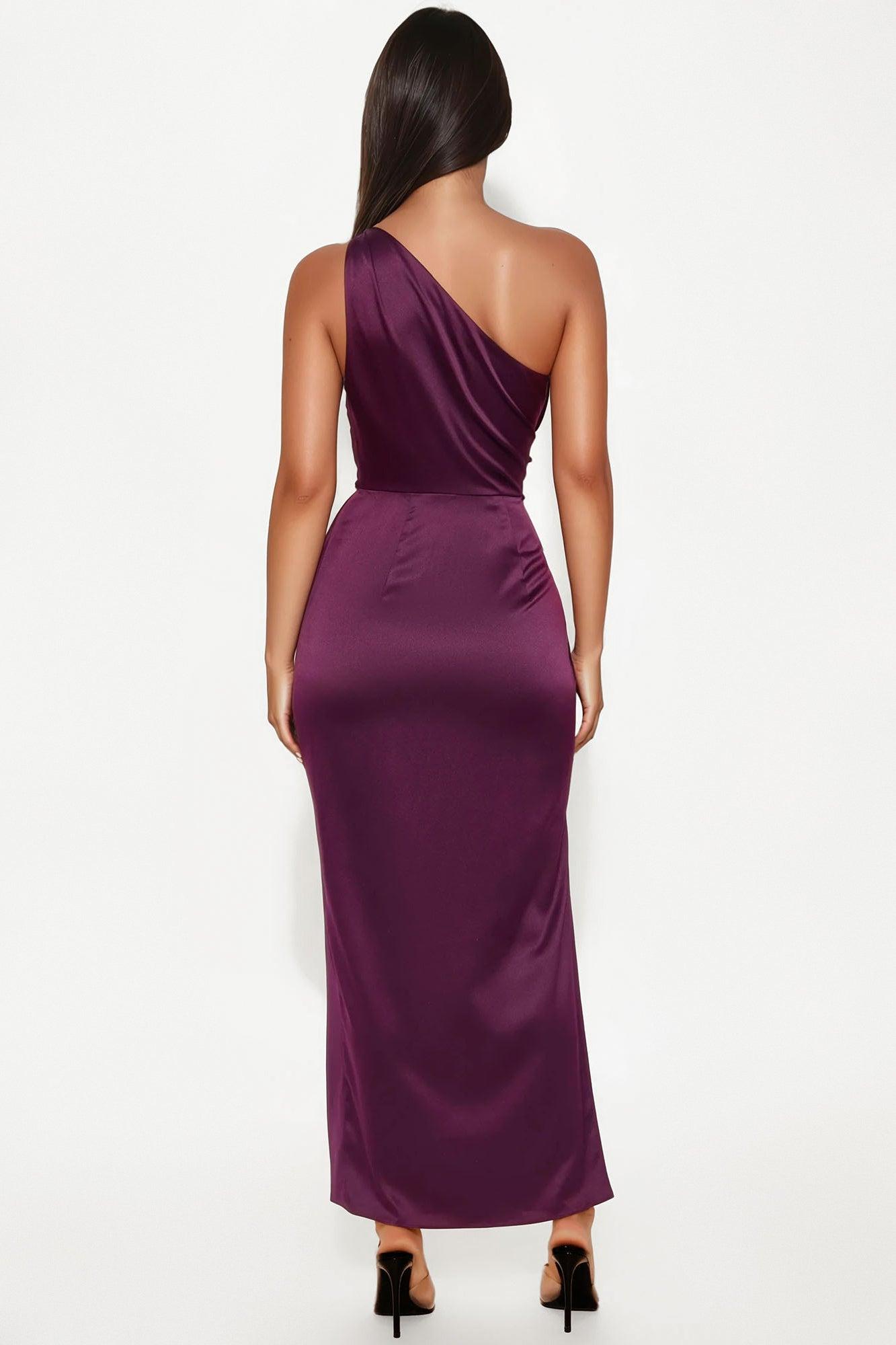 Gracie Satin Maxi Dress - Plum Female Product Image
