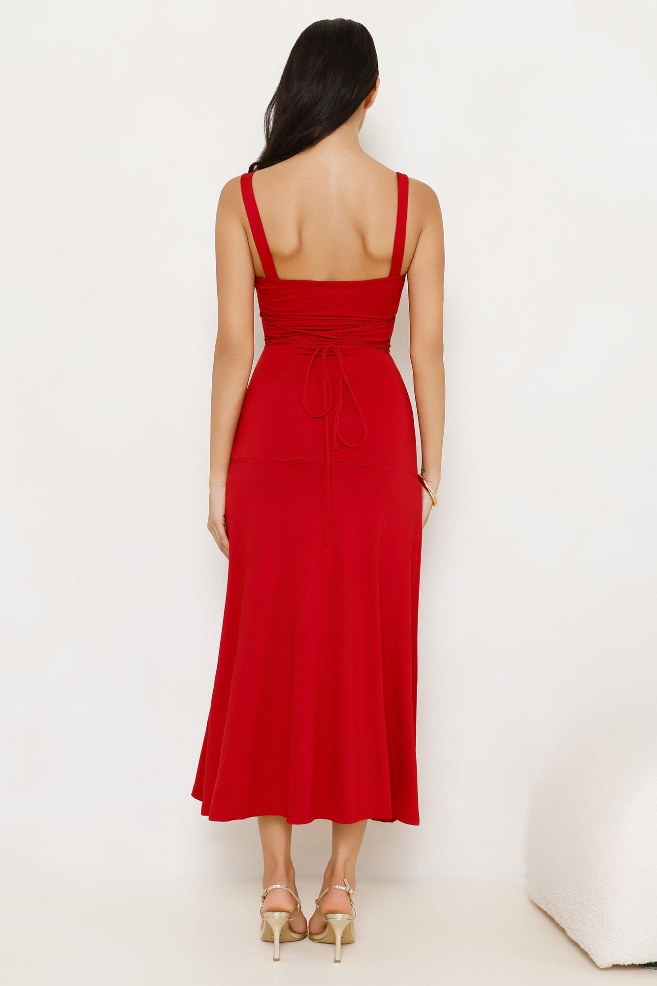 Velvet Kiss Midi Dress Red Product Image
