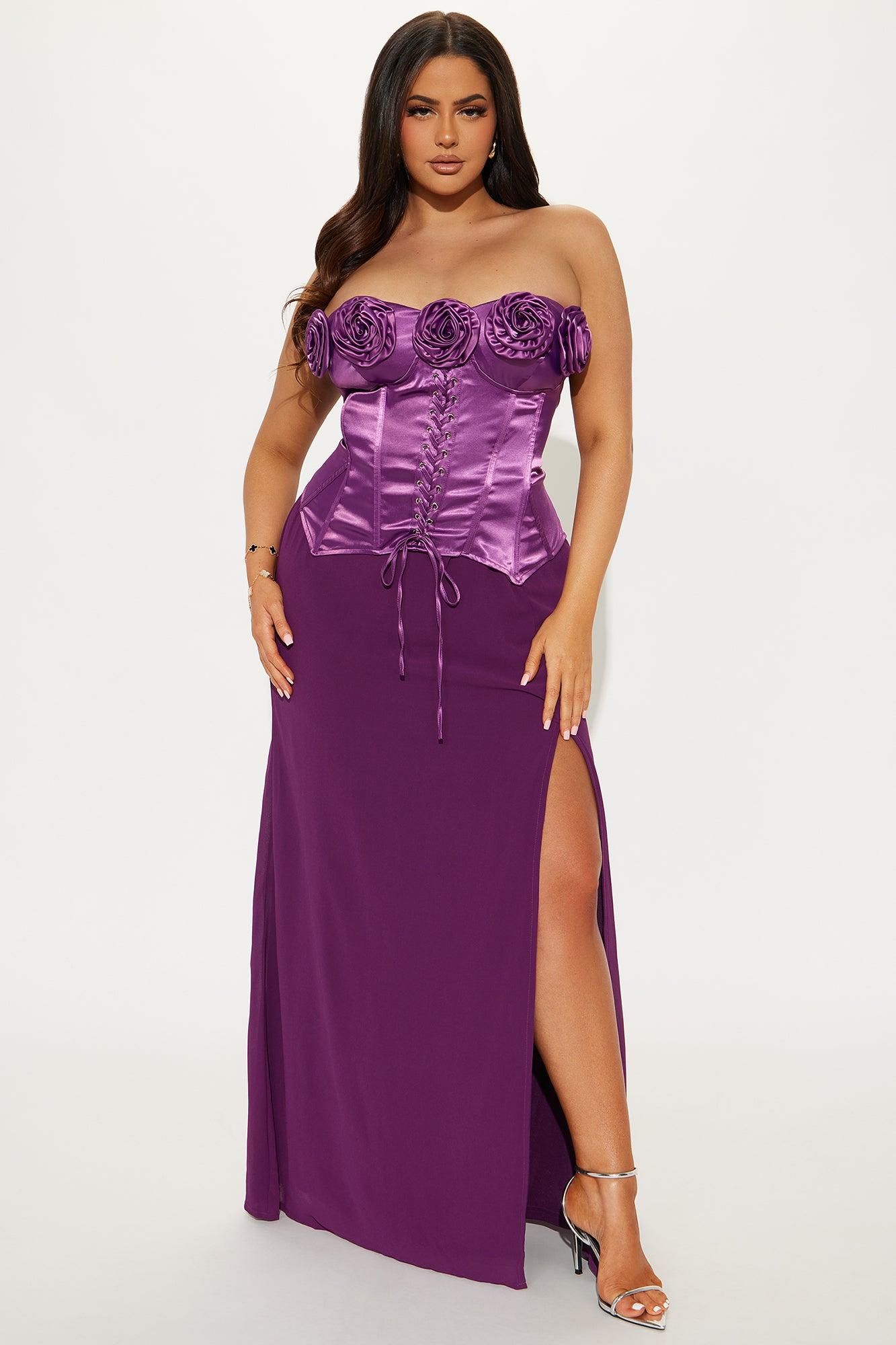Charlene Floral Corset Maxi Dress - Plum Product Image