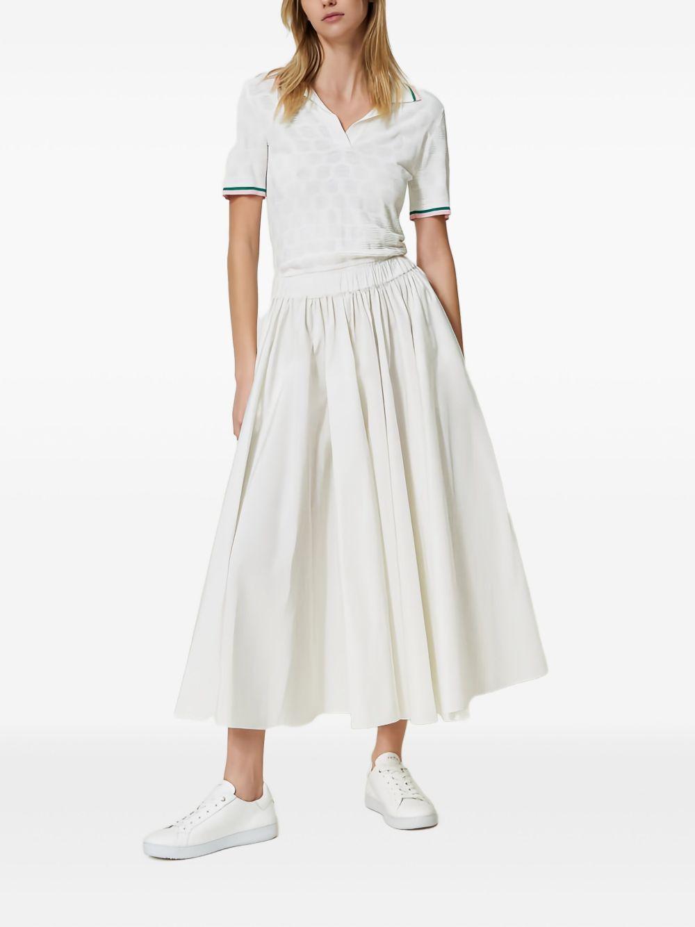 ribbed geometric-pattern polo shirt Product Image