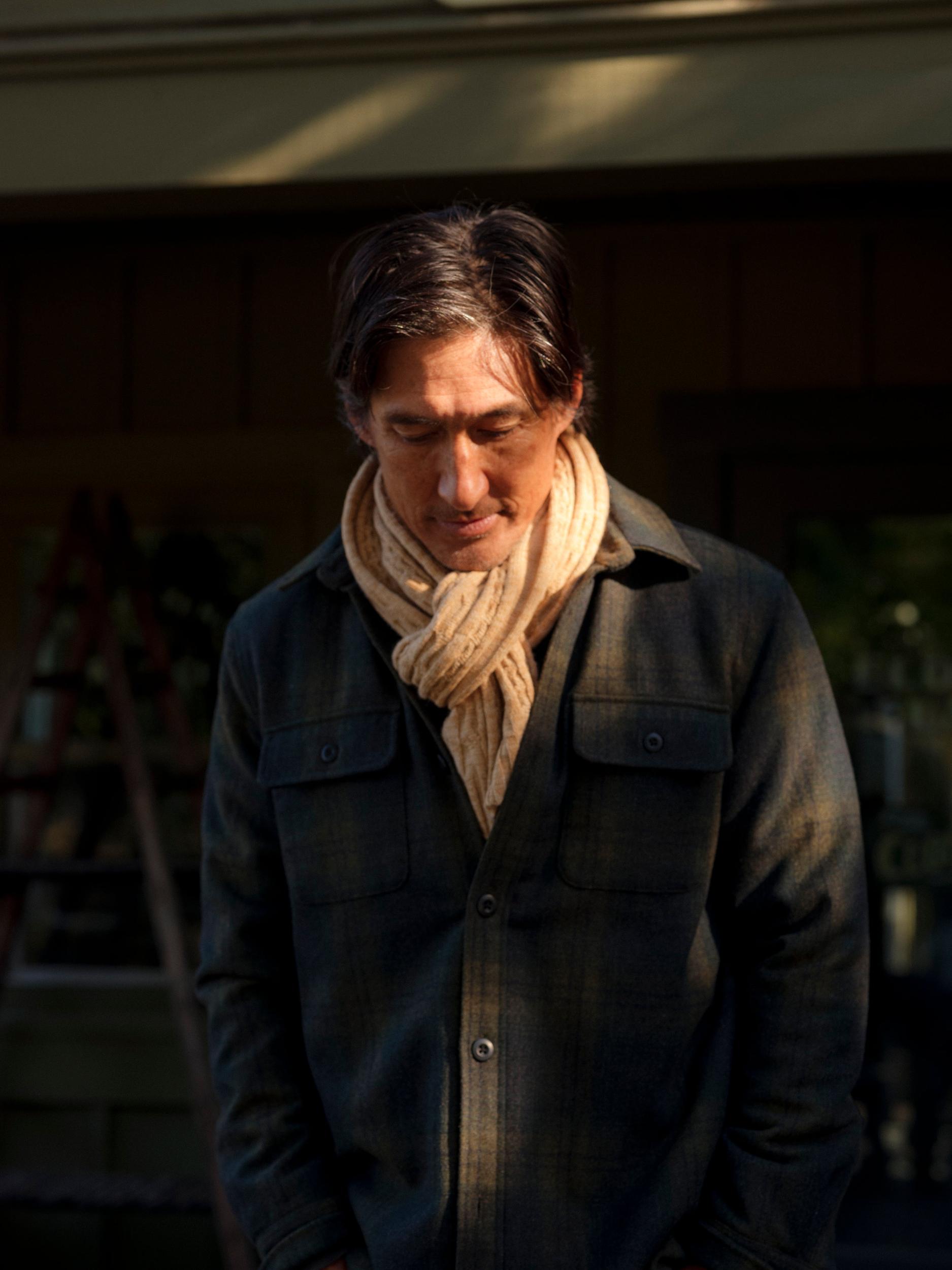 Retro Wool Padded Shirt Jacket - Olive Plaid Product Image