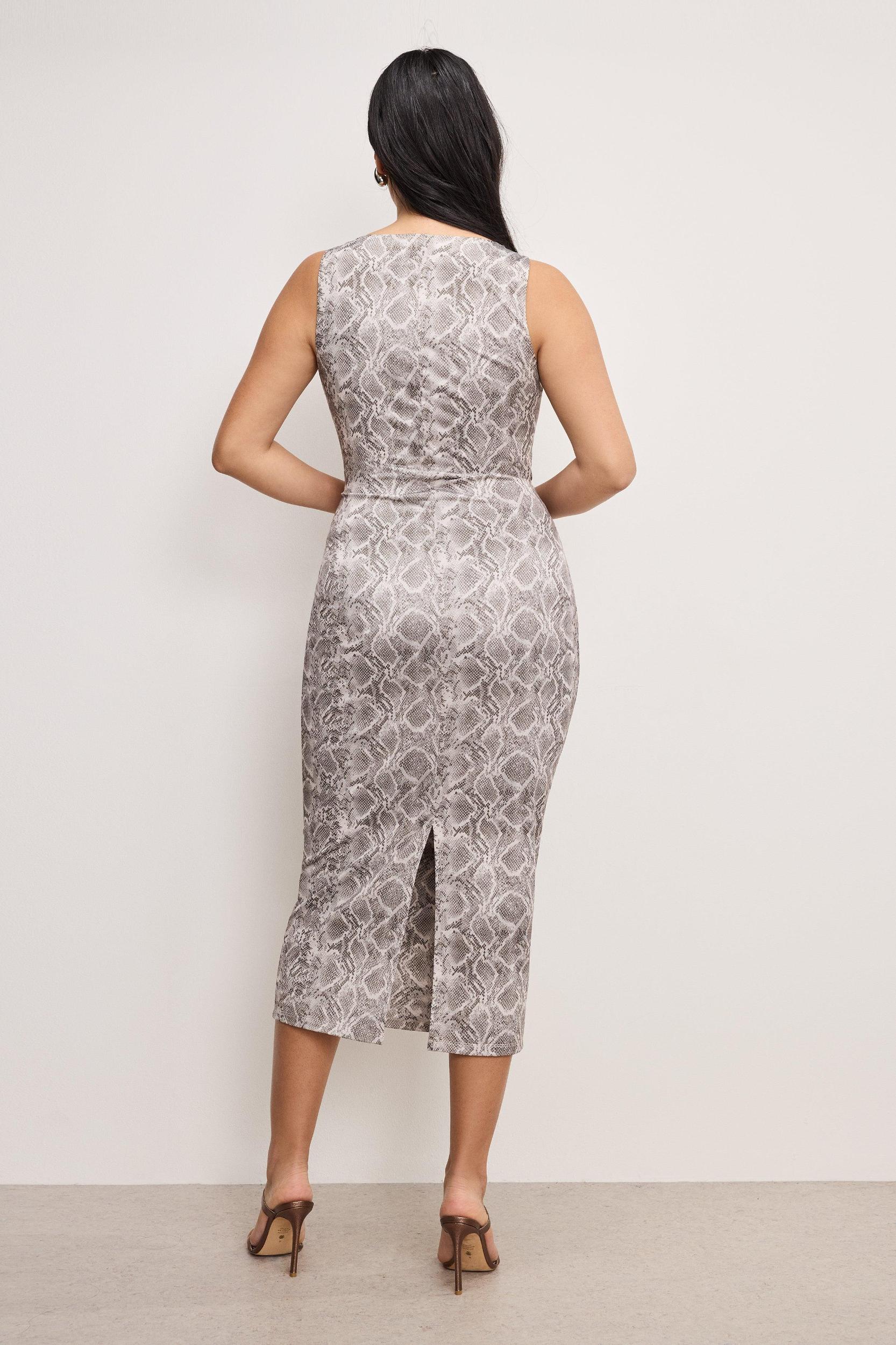 SLINKY JERSEY RUCHED MIDI DRESS | SSP PRINT001 Product Image