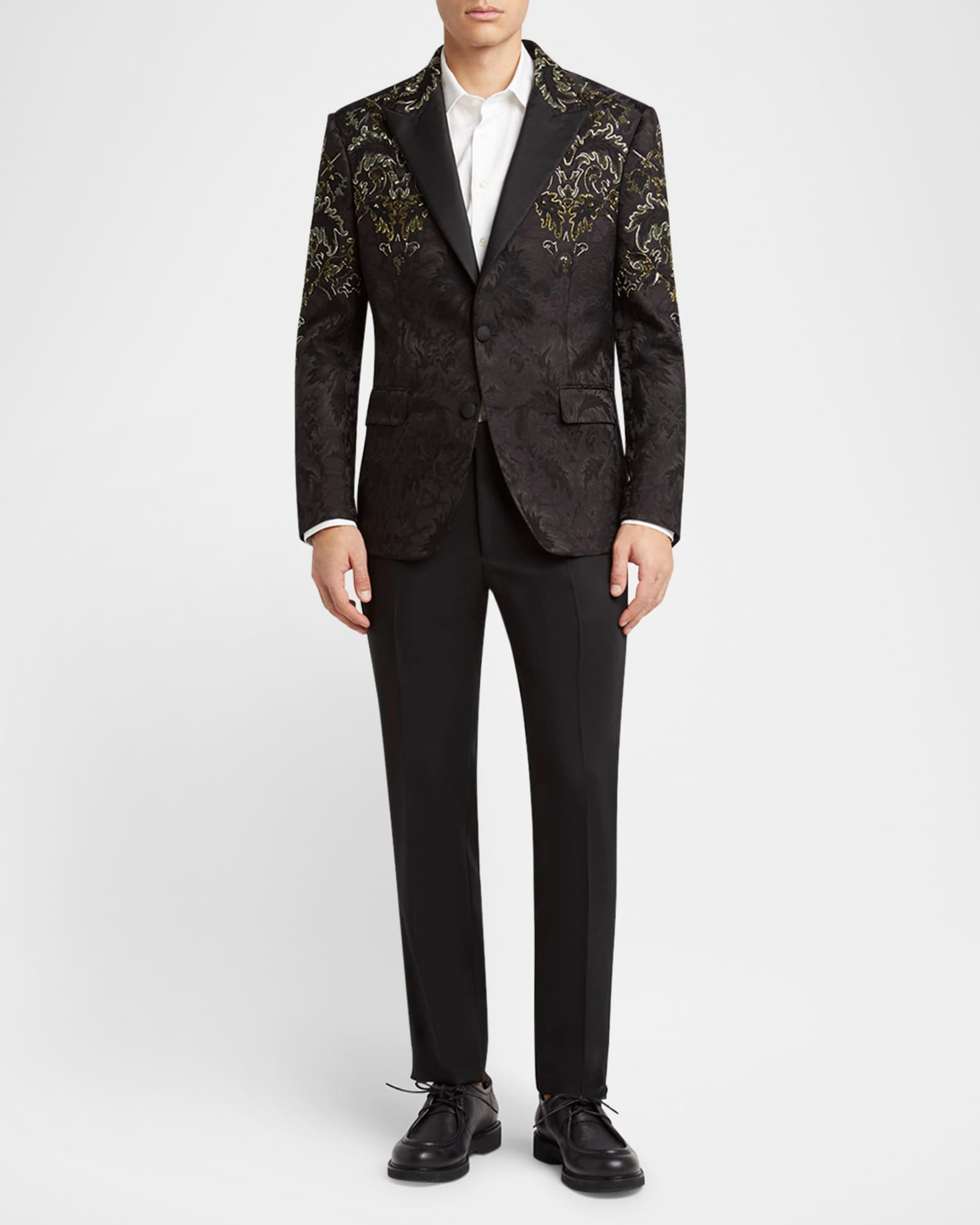 Men's Embroidered Damask Jacquard Evening Jacket Product Image