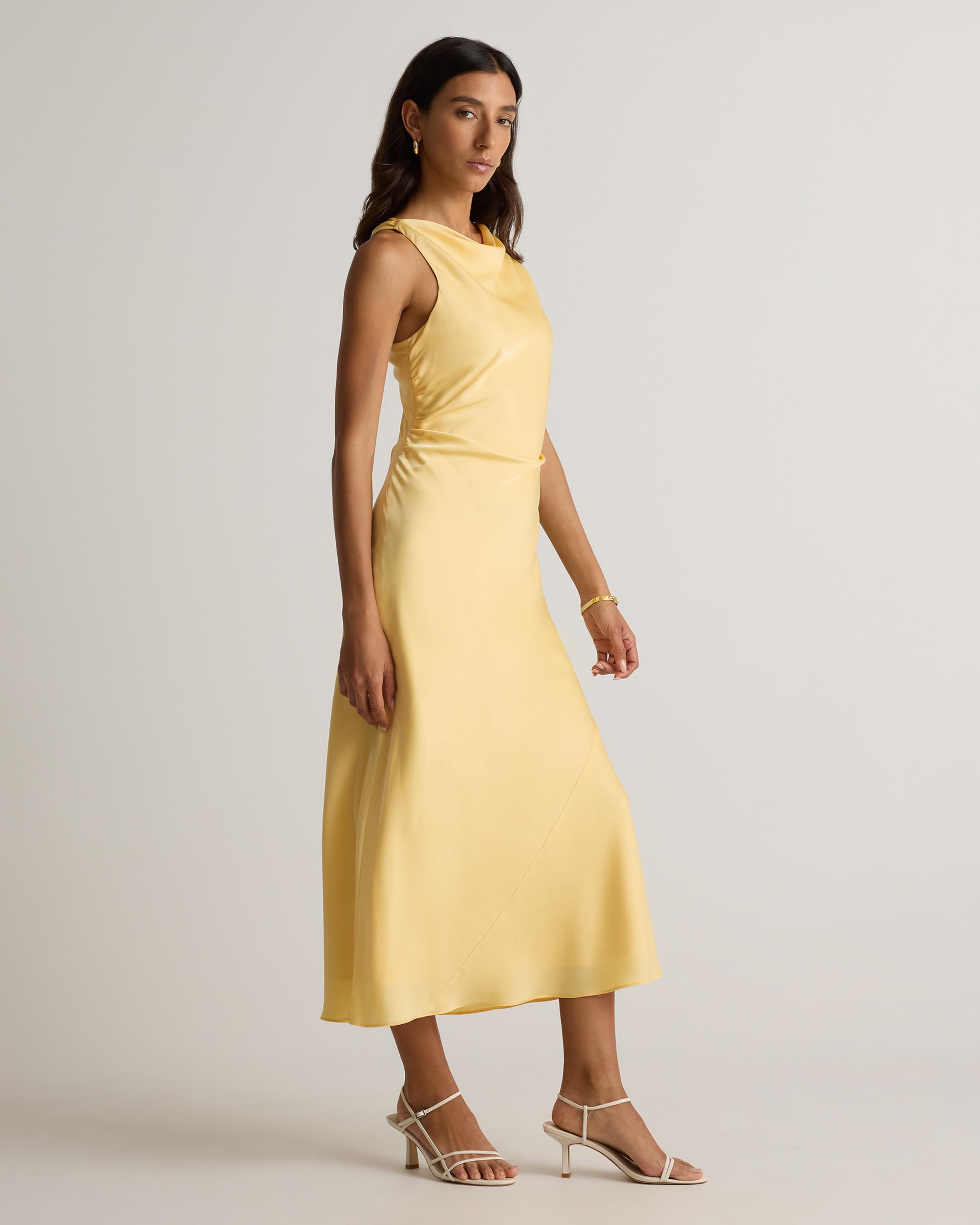 Quince | Women's Washable Stretch Silk High Neck Midi Dress Mulberry Silk Product Image
