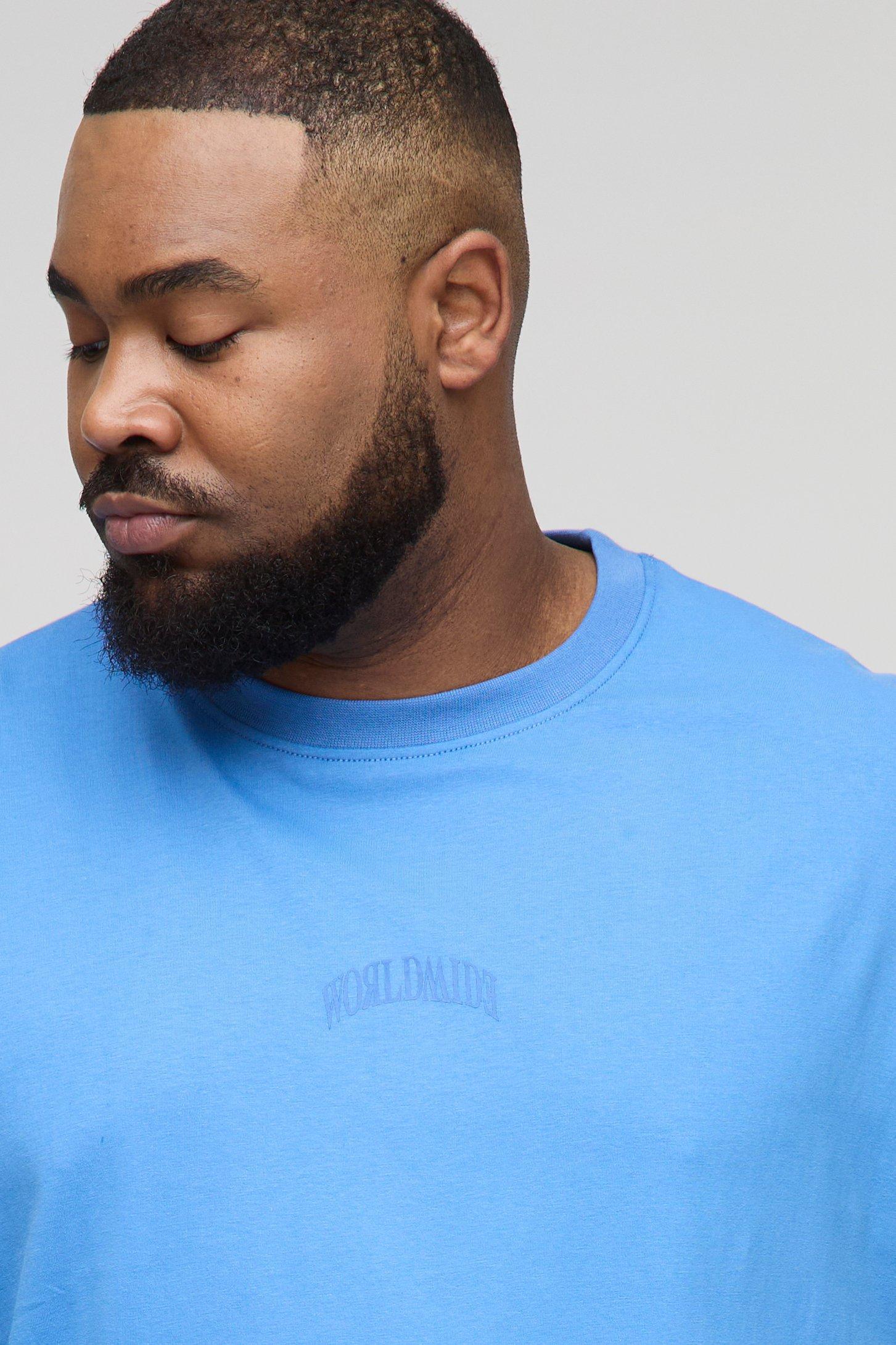 Plus Oversized Worldwide Over Seam Print T-Shirt & Short Set | boohooMAN USA Product Image