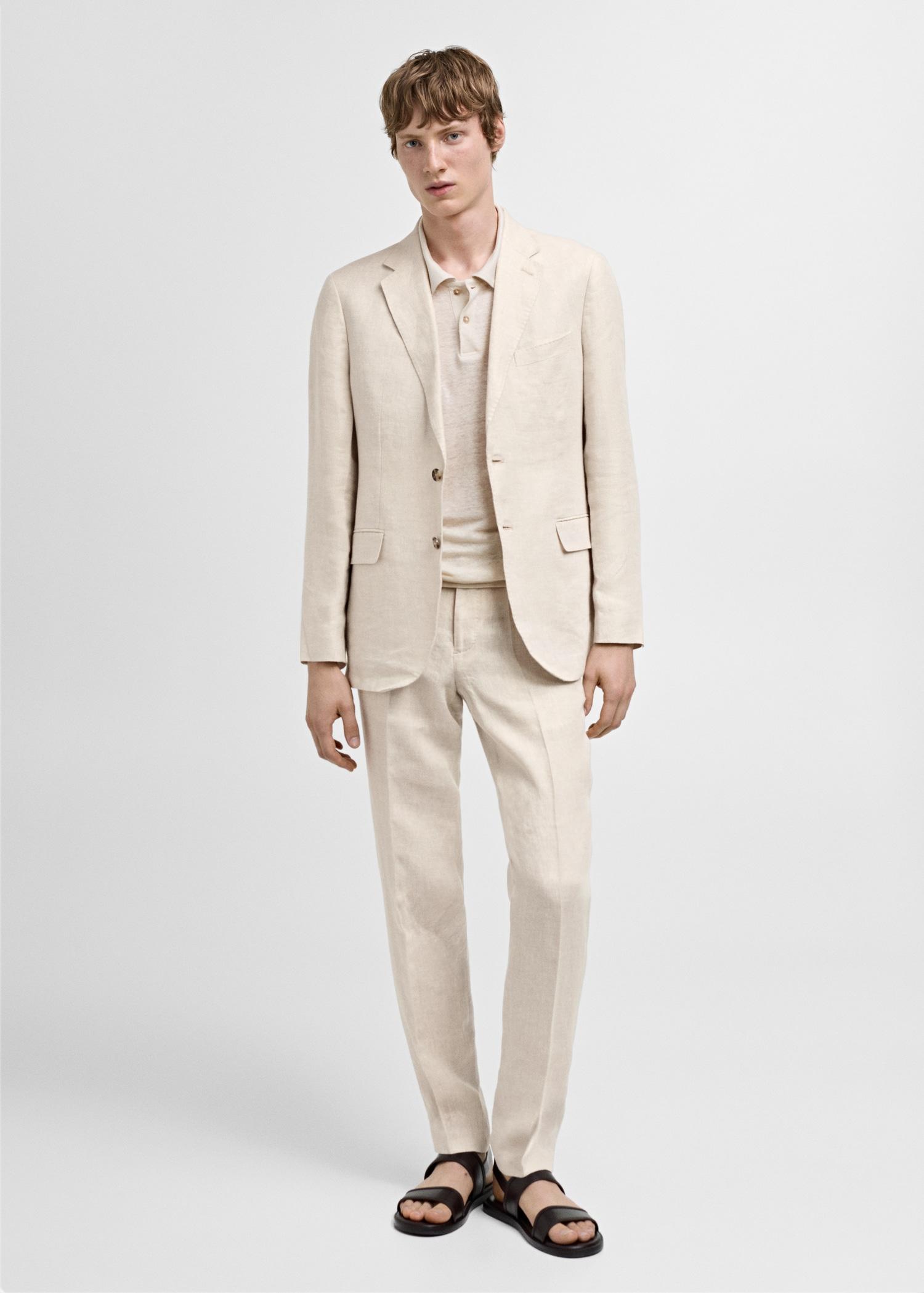 100% linen slim-fit suit jacket - Men | MANGO USA Product Image