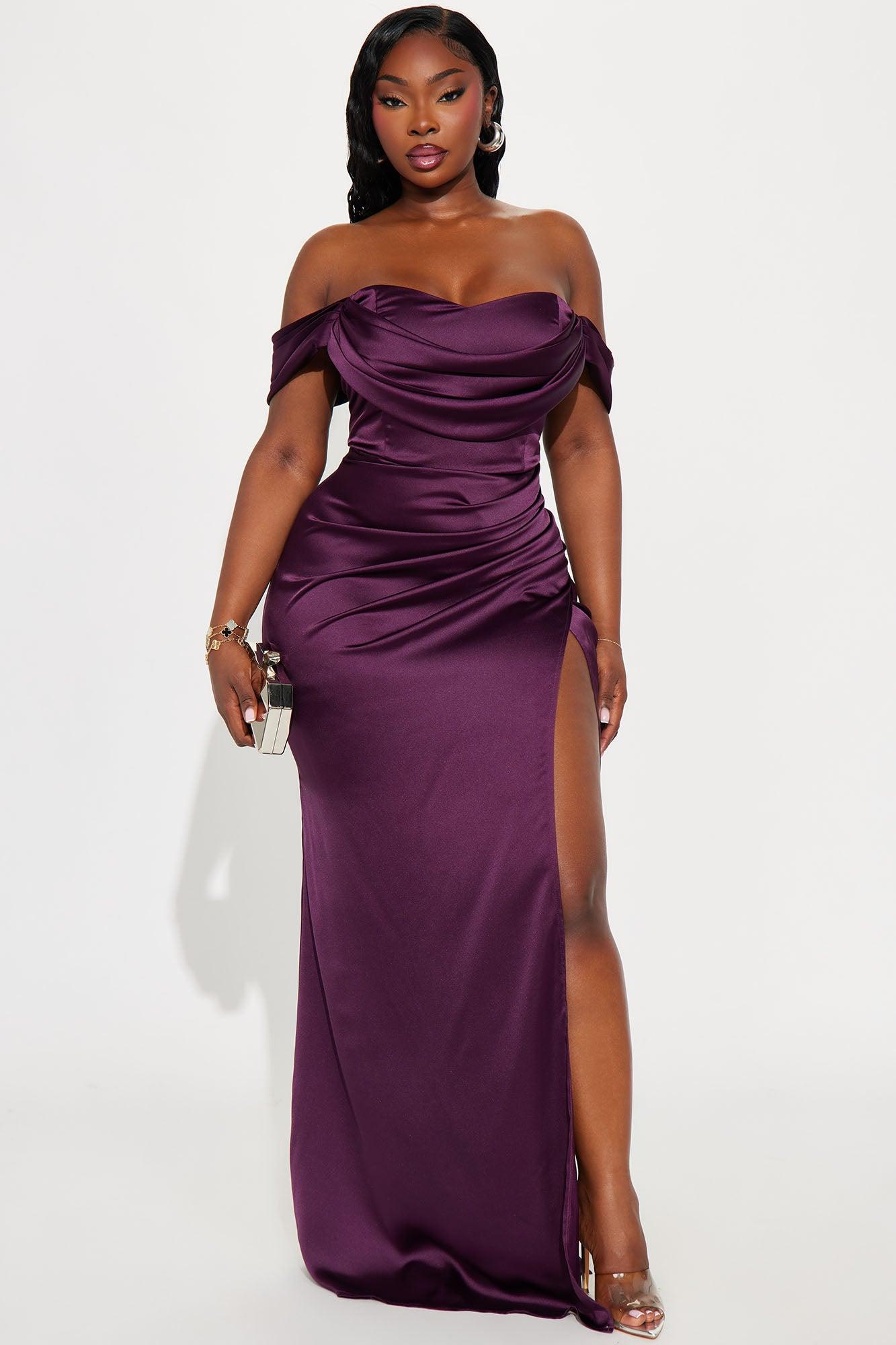 Dressing For Success Satin Maxi Dress - Plum Female Product Image