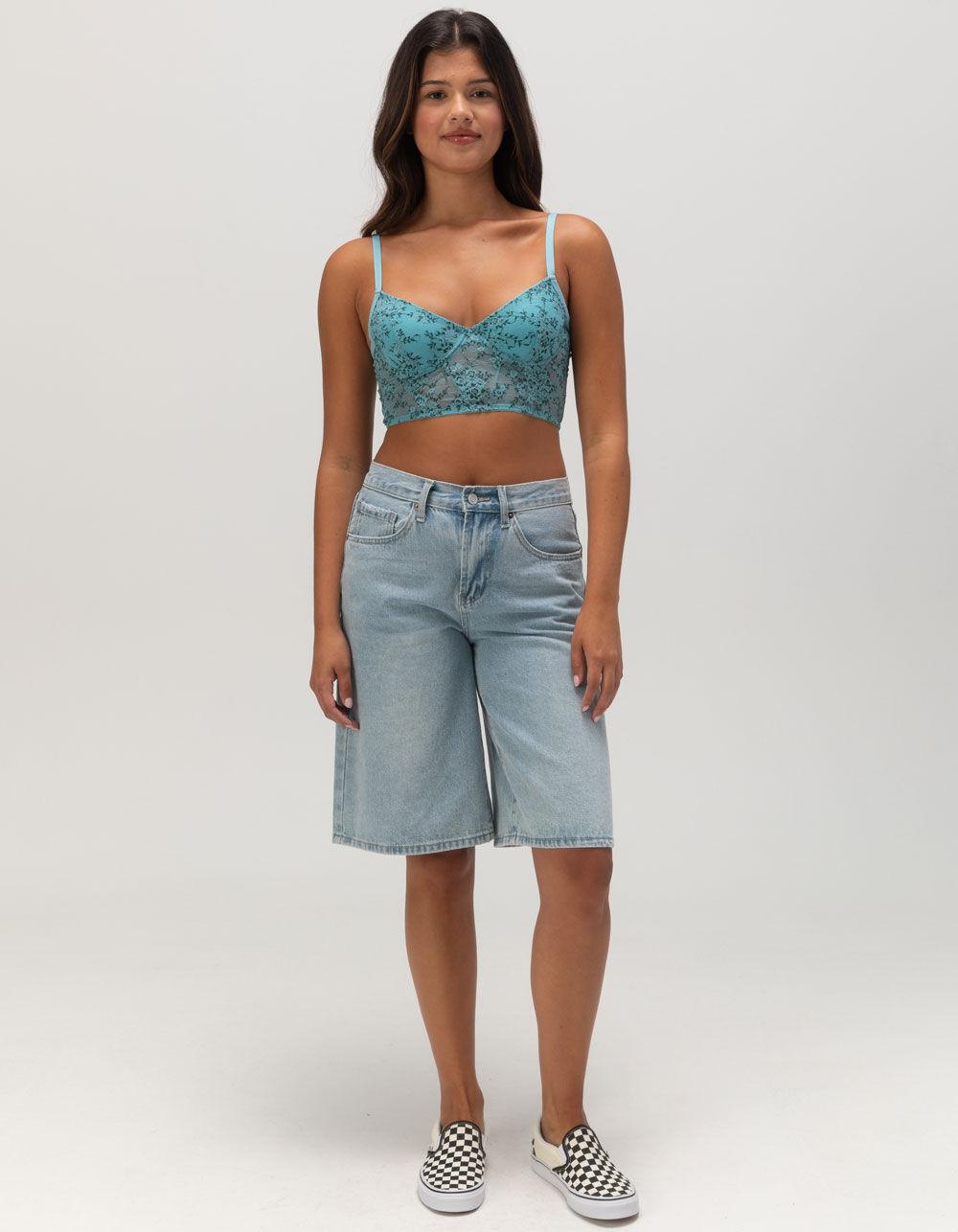FULL TILT Two-Tone Lace Womens Bralette - BLUE Product Image