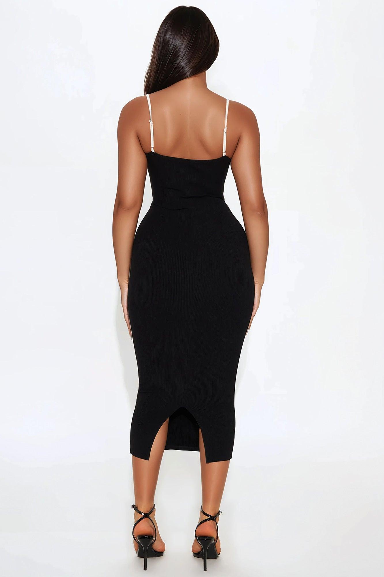 Drea Snatched Midi Dress - Black Product Image