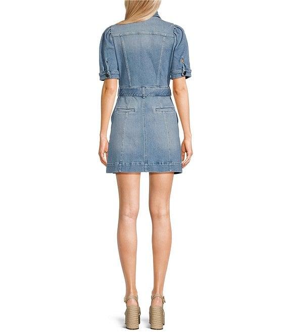 Chelsea & Violet Izzy Denim Notch Collar Button Front Short Sleeve Shirt Dress Product Image
