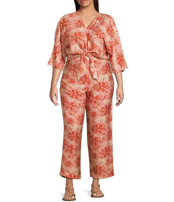 Lucy Paris Plus Rue Coordinating Flat Front Print Pants Product Image