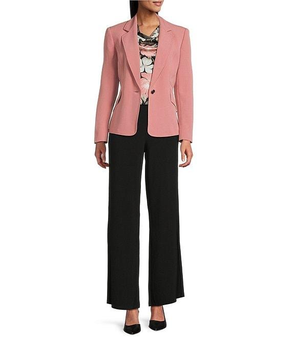 Kasper Crepe Notch Collar 1-Button Jacket Product Image