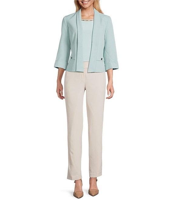 Kasper Petite Size Beaded Round Neck Cap Sleeve Top Product Image