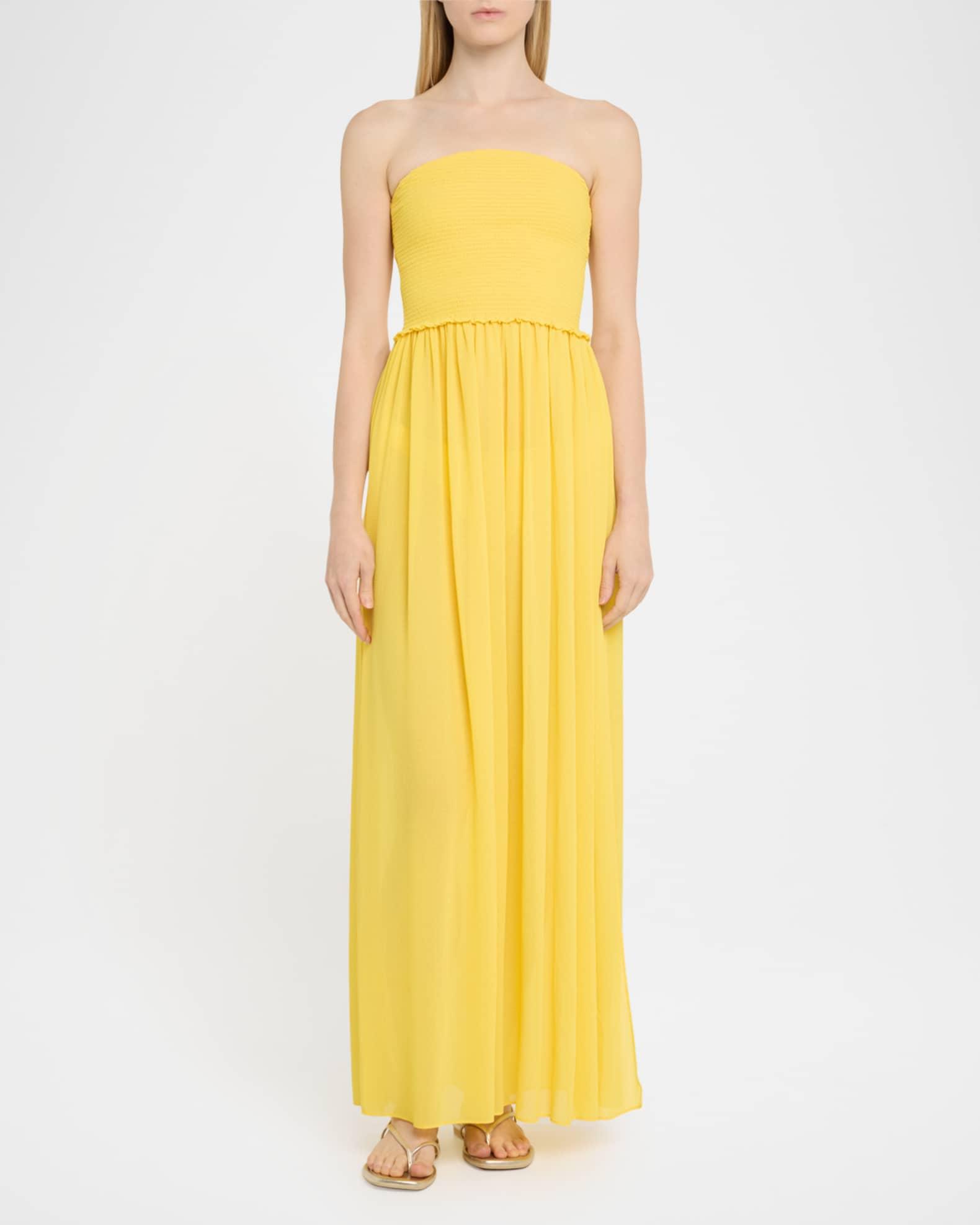 Calista Smocked Strapless Side-Split Coverup Dress Product Image