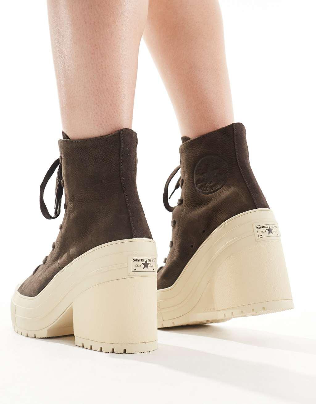 Converse Chuck 70 De Luxe heel platform sneakers in brown Product Image