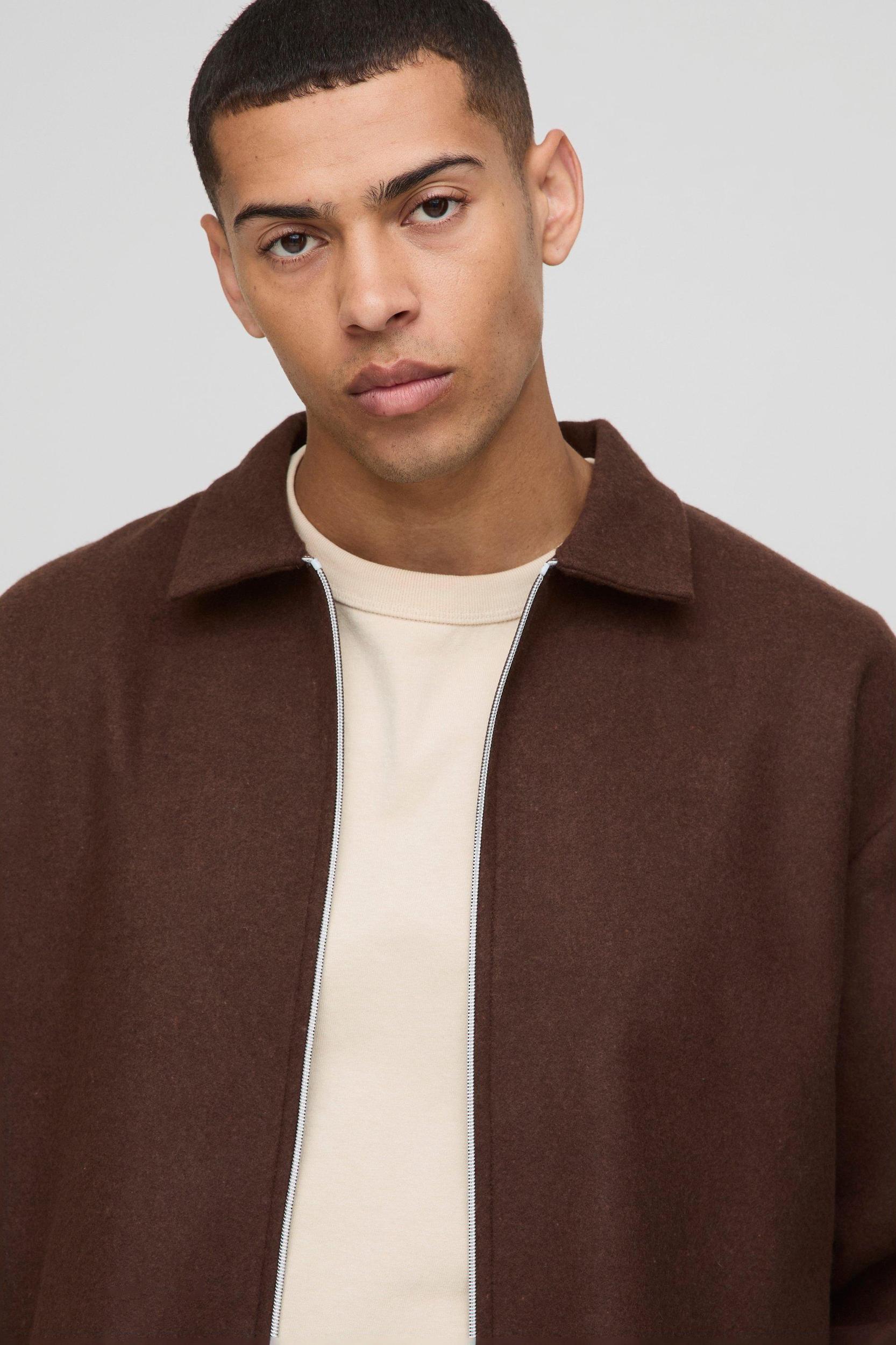Oversized Brushed Texture Overshirt | boohooMAN USA Product Image