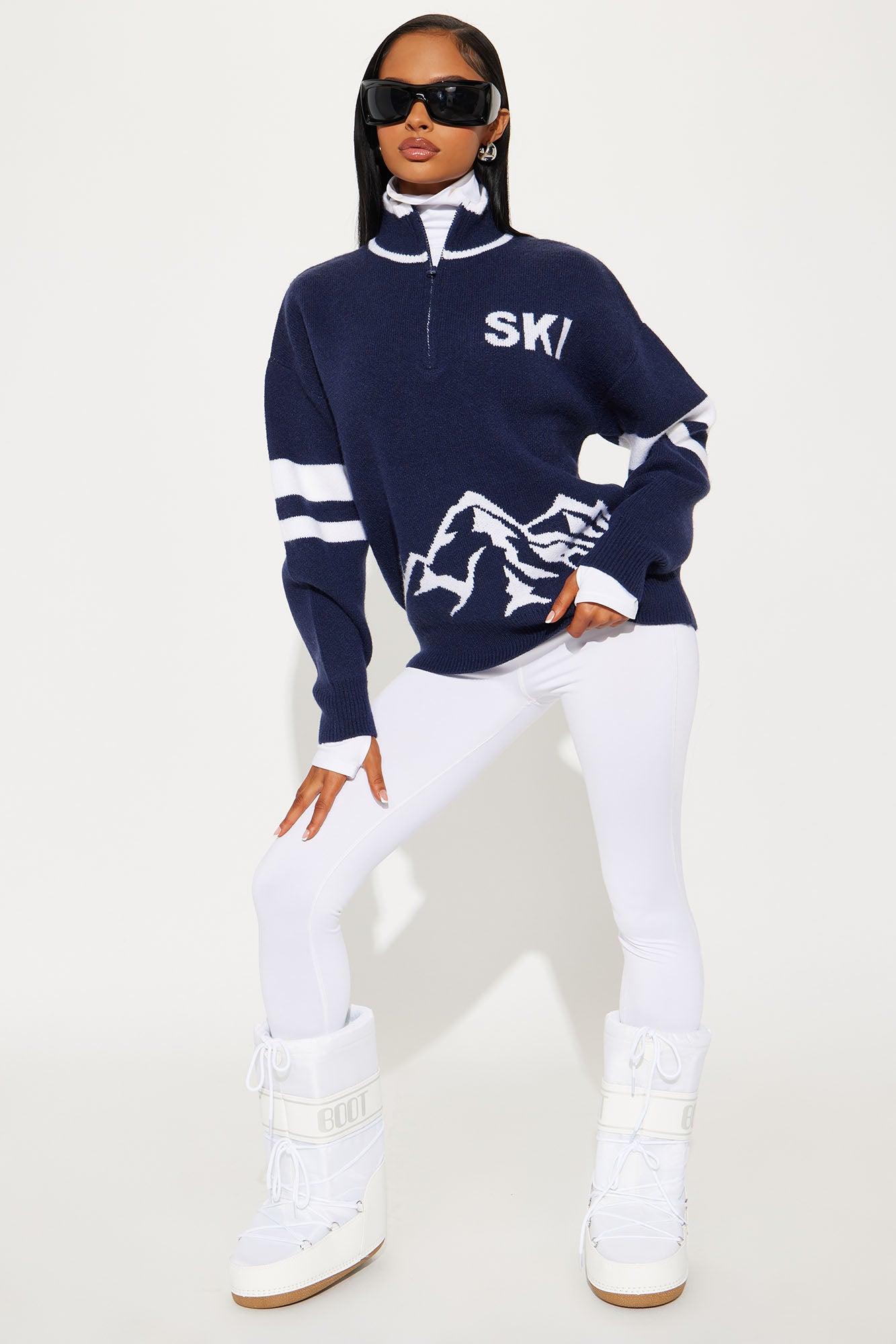 Ski Resort Quarter Zip Sweater - Navy Product Image